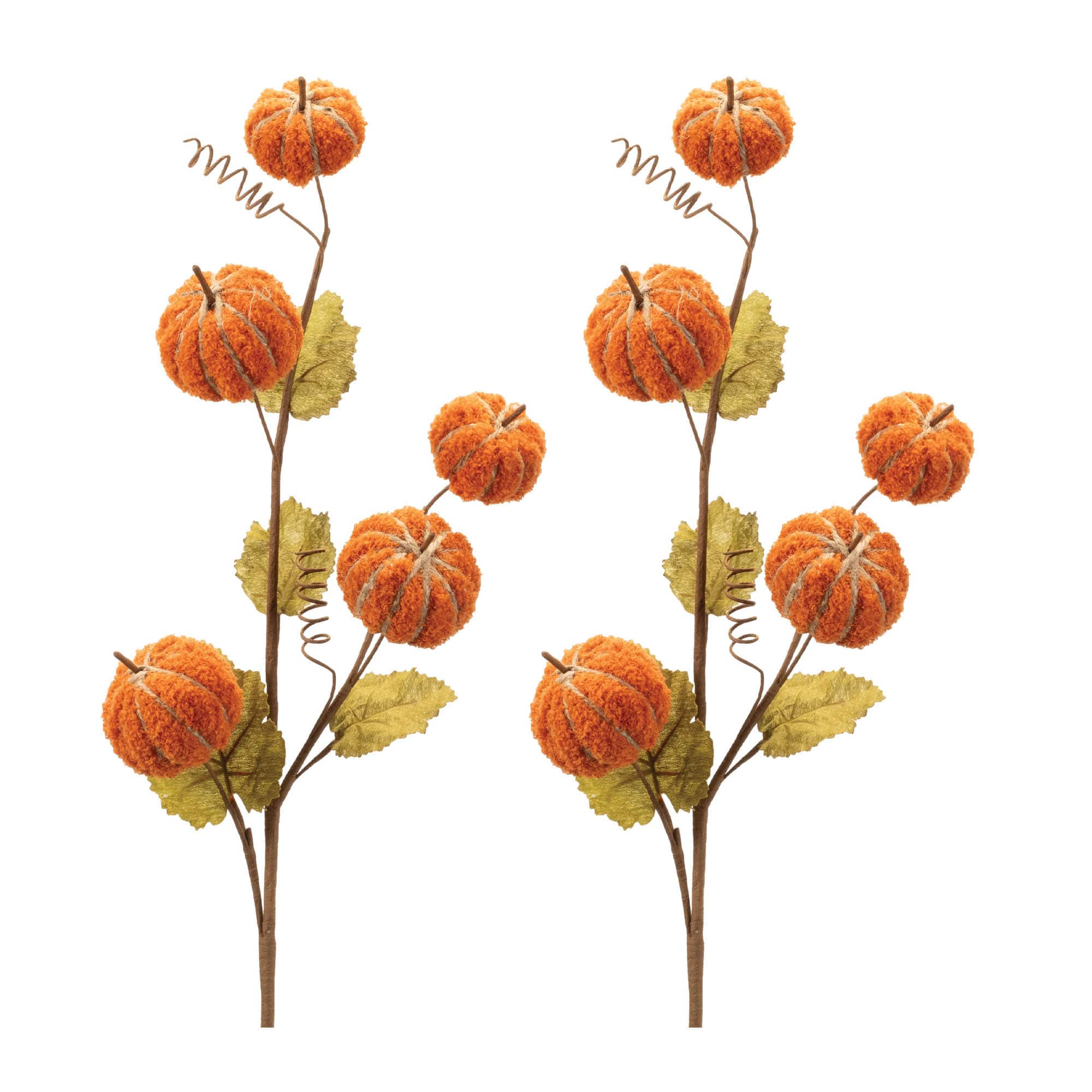 Melrose 30.5" Orange & Green Artificial Plush Fall Pumpkin Sprays, 2ct. | Michaels®