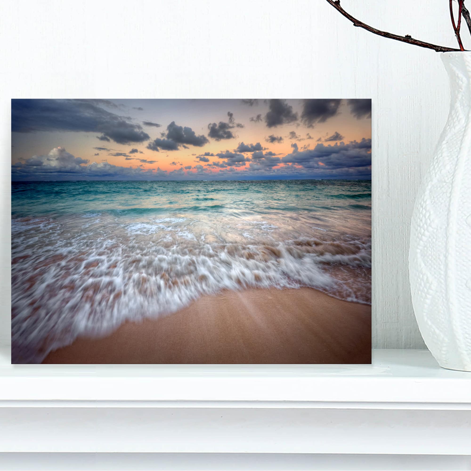 Designart - Waves Crashing Serene Seashore - Seascape Canvas Art Print