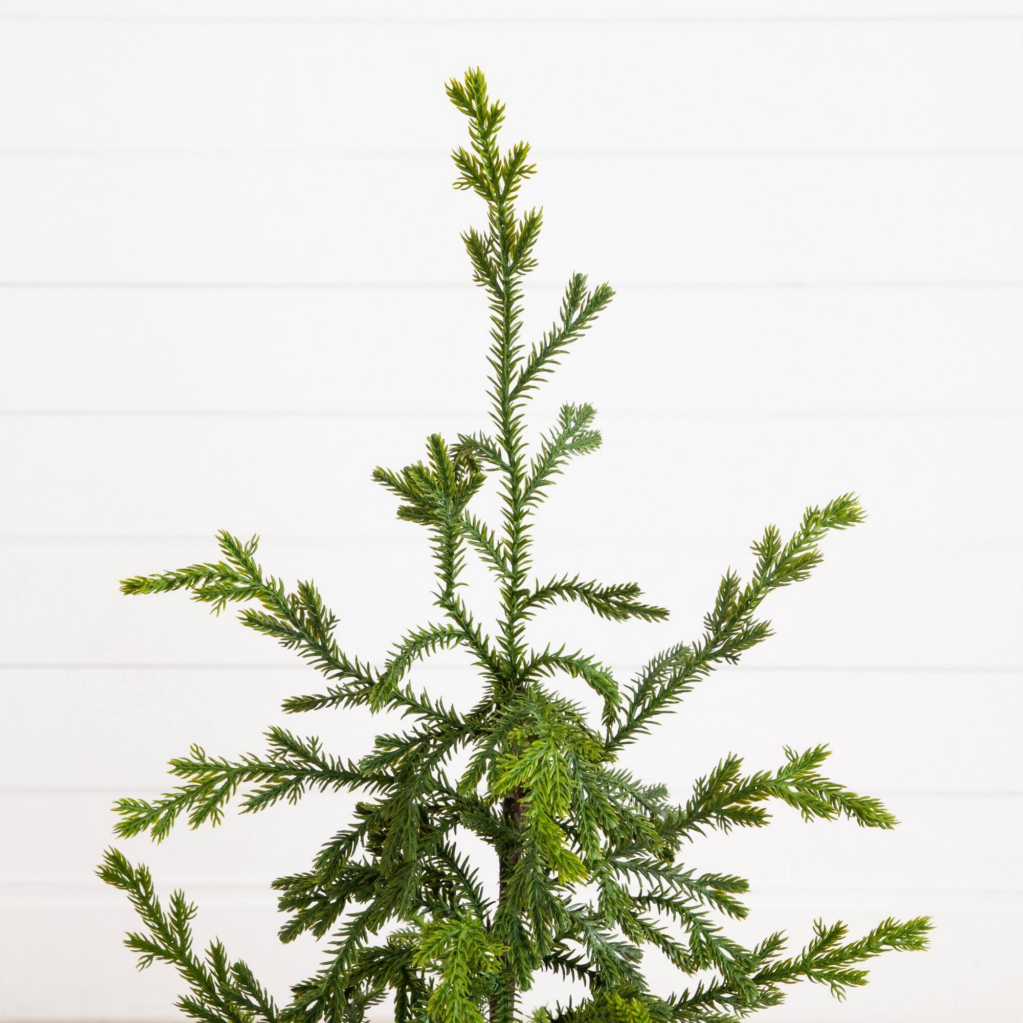 Nearly Natural 38" Unlit Artificial Real Touch Natural Look Norfolk Island Pine in Tin Planter