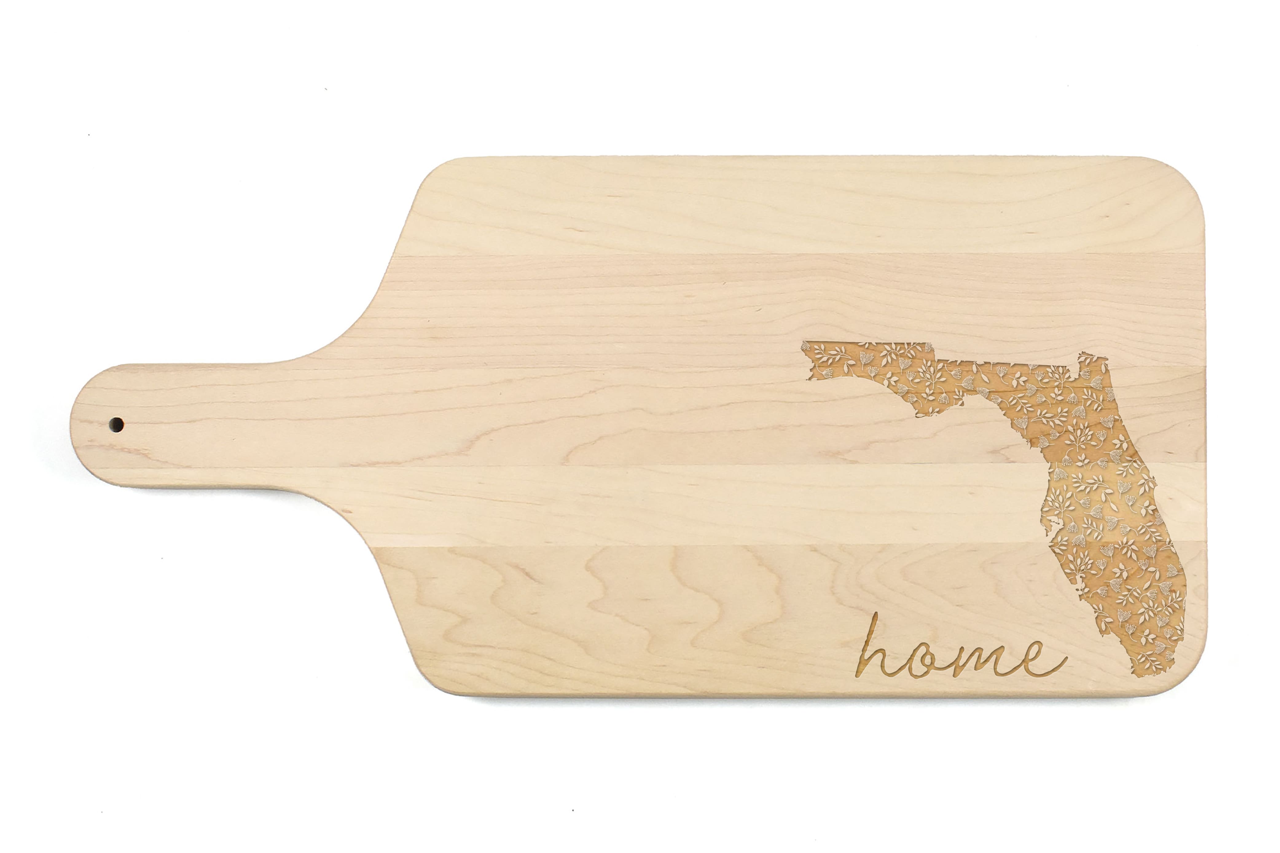 17" Floral Home State Maple Paddle Cutting Board