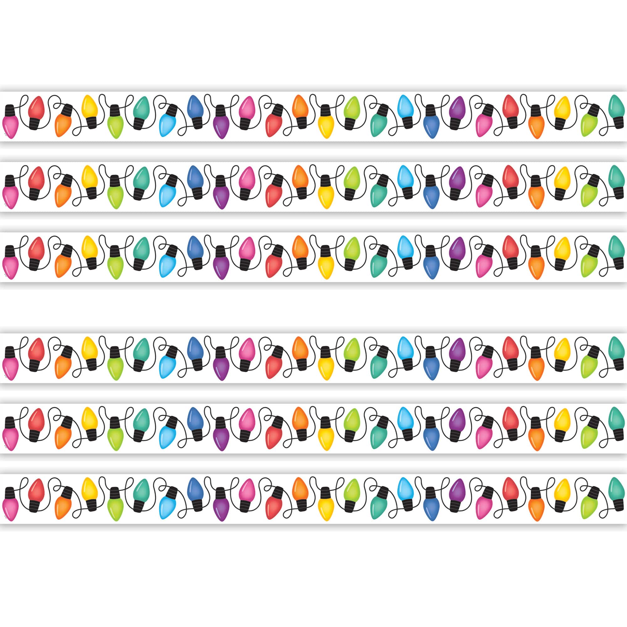 Teacher Created Resources® Colorful Holiday Lights Die-Cut Border Trim, 6 Packs of 12
