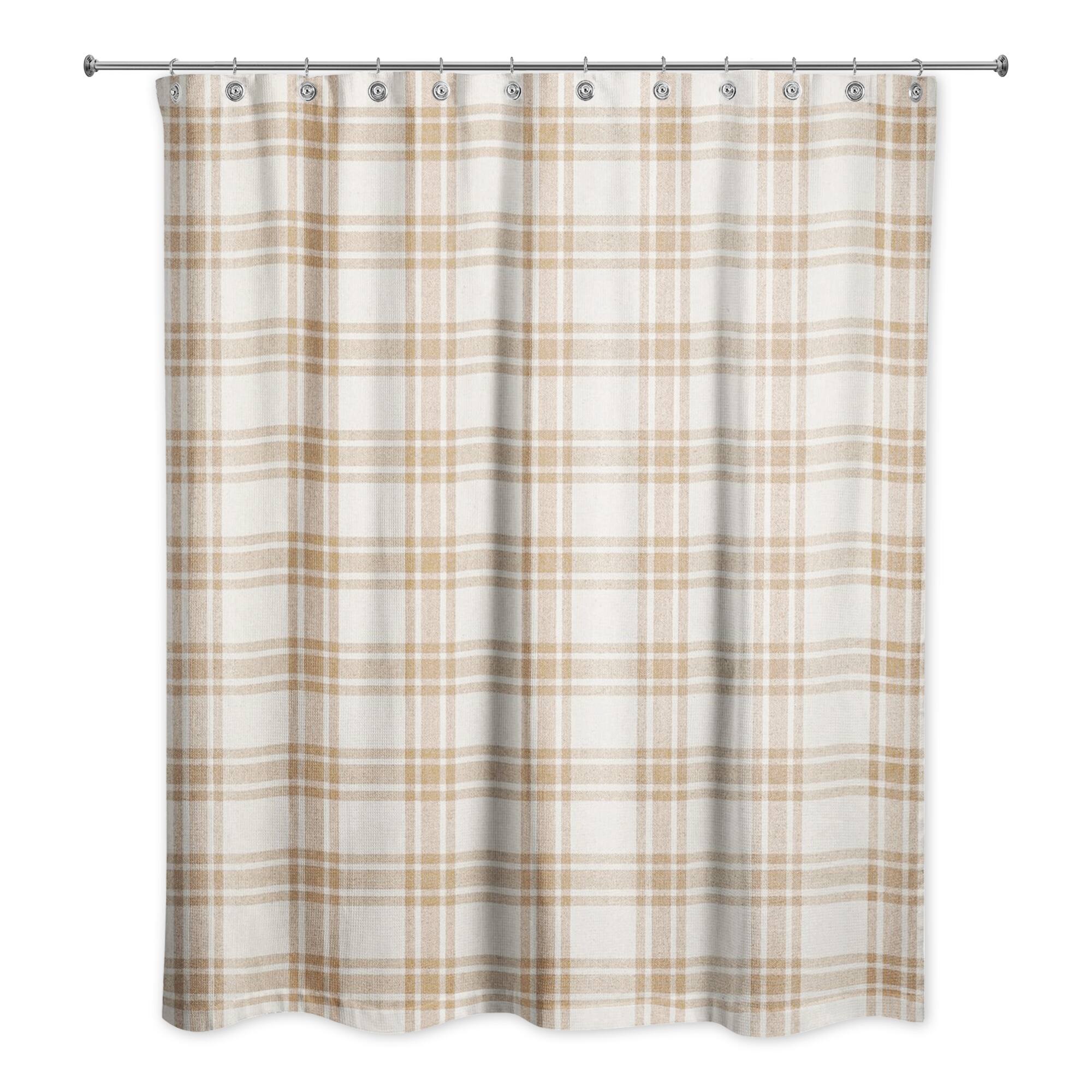 Orange Plaid Shower Curtain