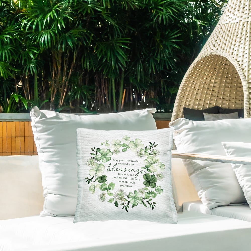 Stupell Industries Irish Proverb & Shamrocks Outdoor Printed Pillow