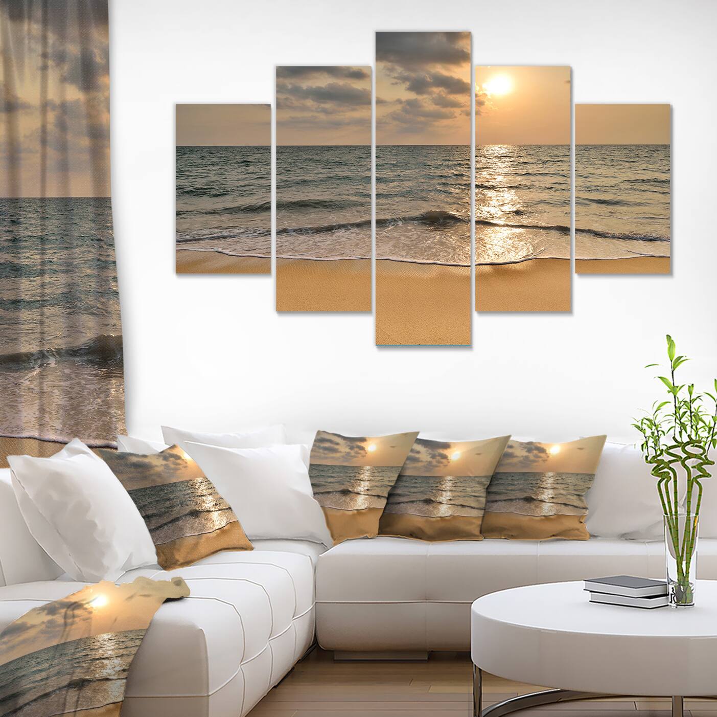 Designart - Dark Tropical Sand Beach at Sunset