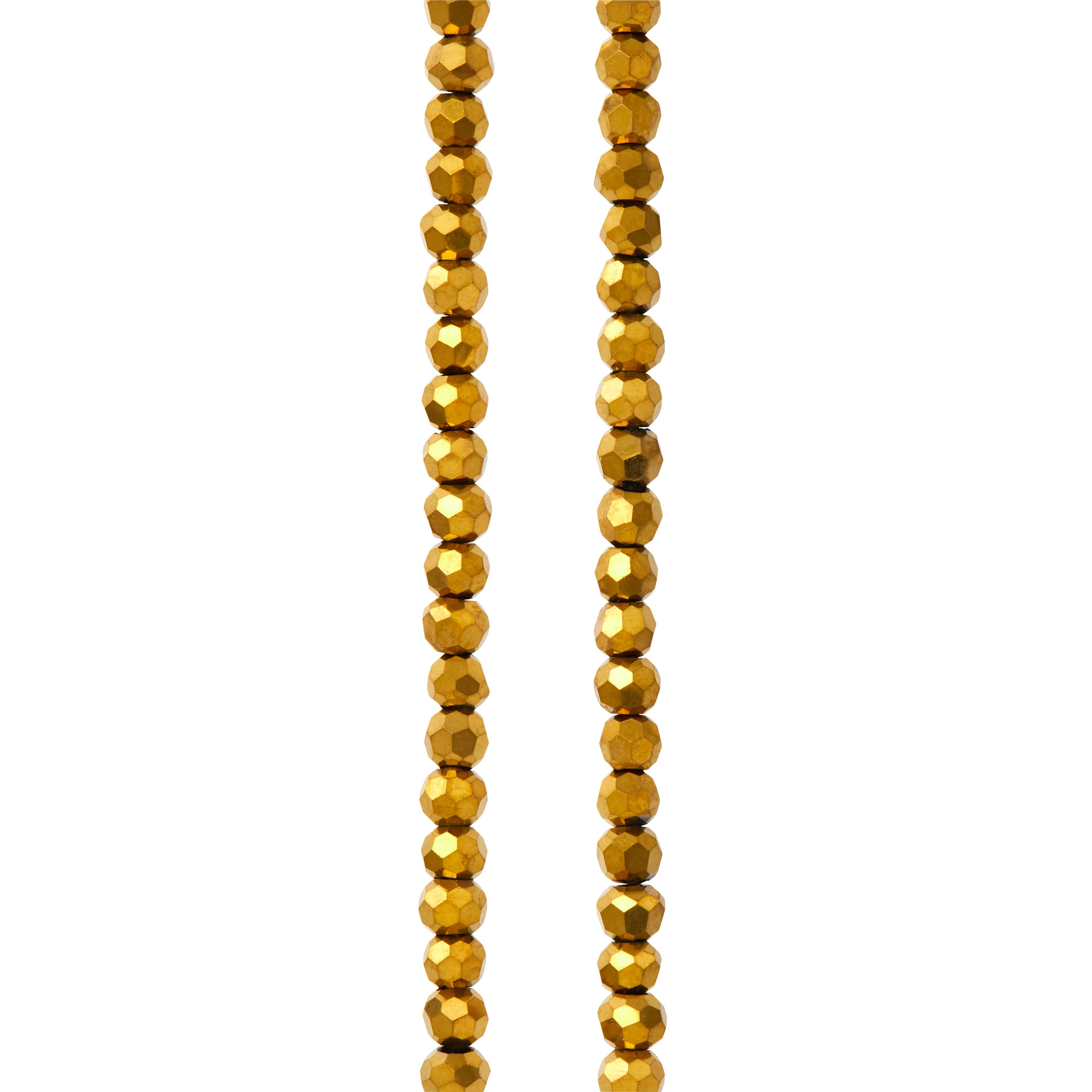 12 Pack: Gold Iris Glass Faceted Round Beads, 3mm by Bead Landing™