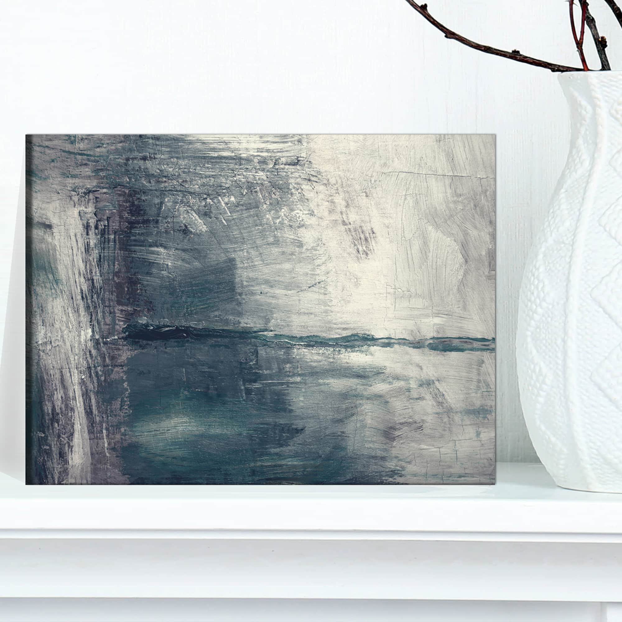 Designart - Grey Abstract Pattern Oil Painting