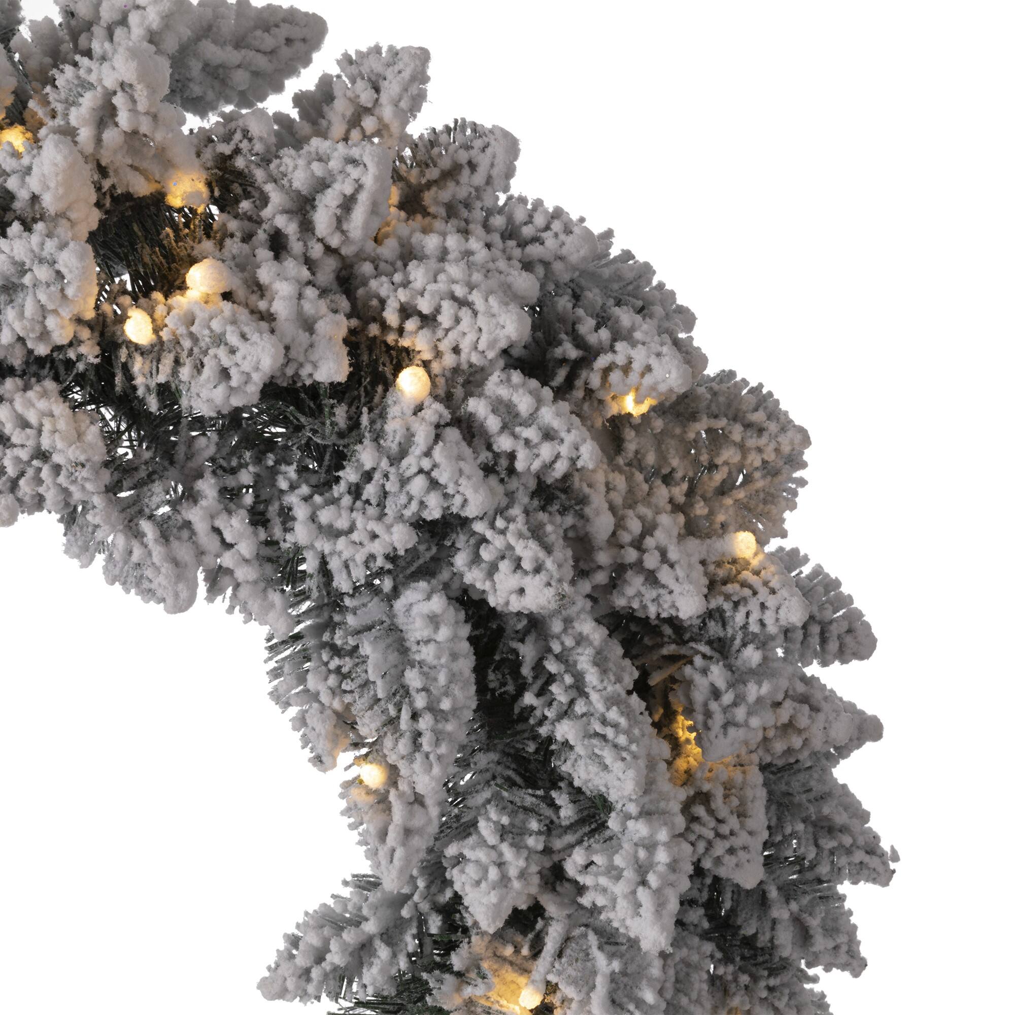 Glitzhome® 24" LED Snow Flocked Christmas Wreath