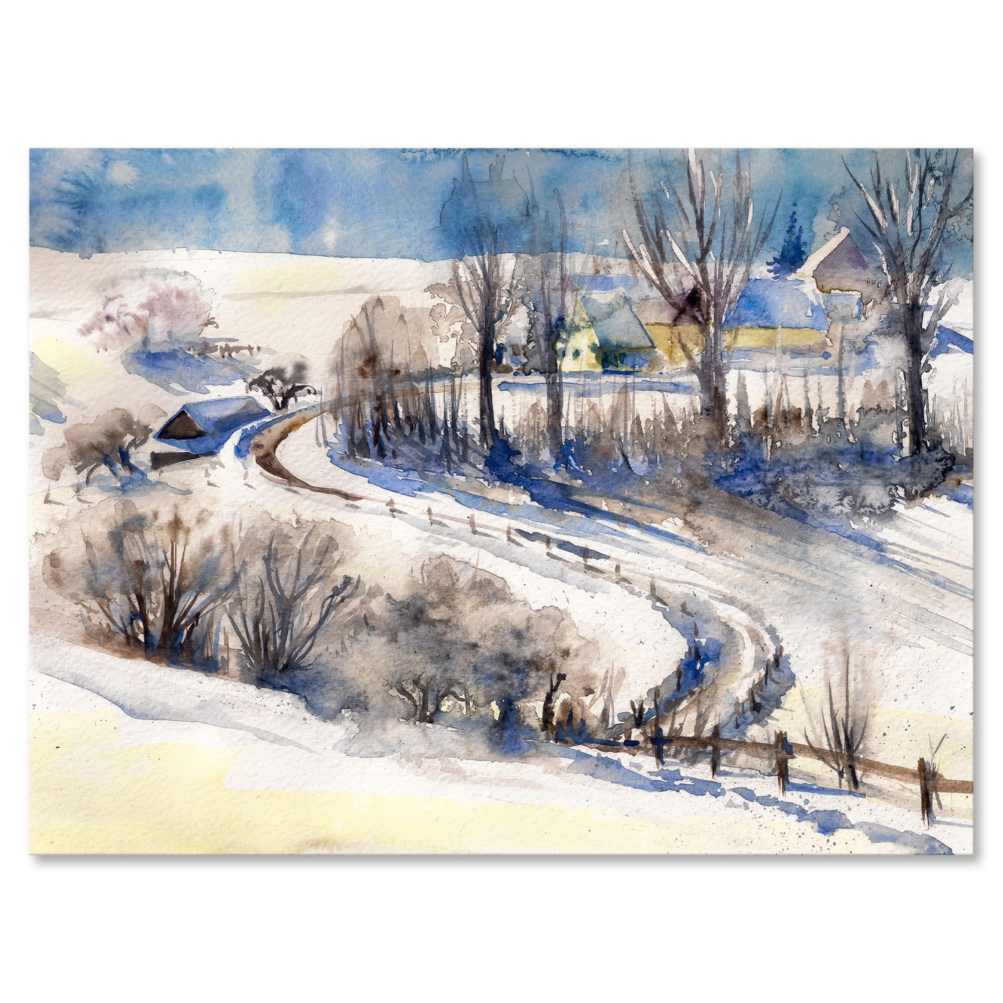 Designart - Country Road In Winter Times I - Traditional Canvas Wall Art Print