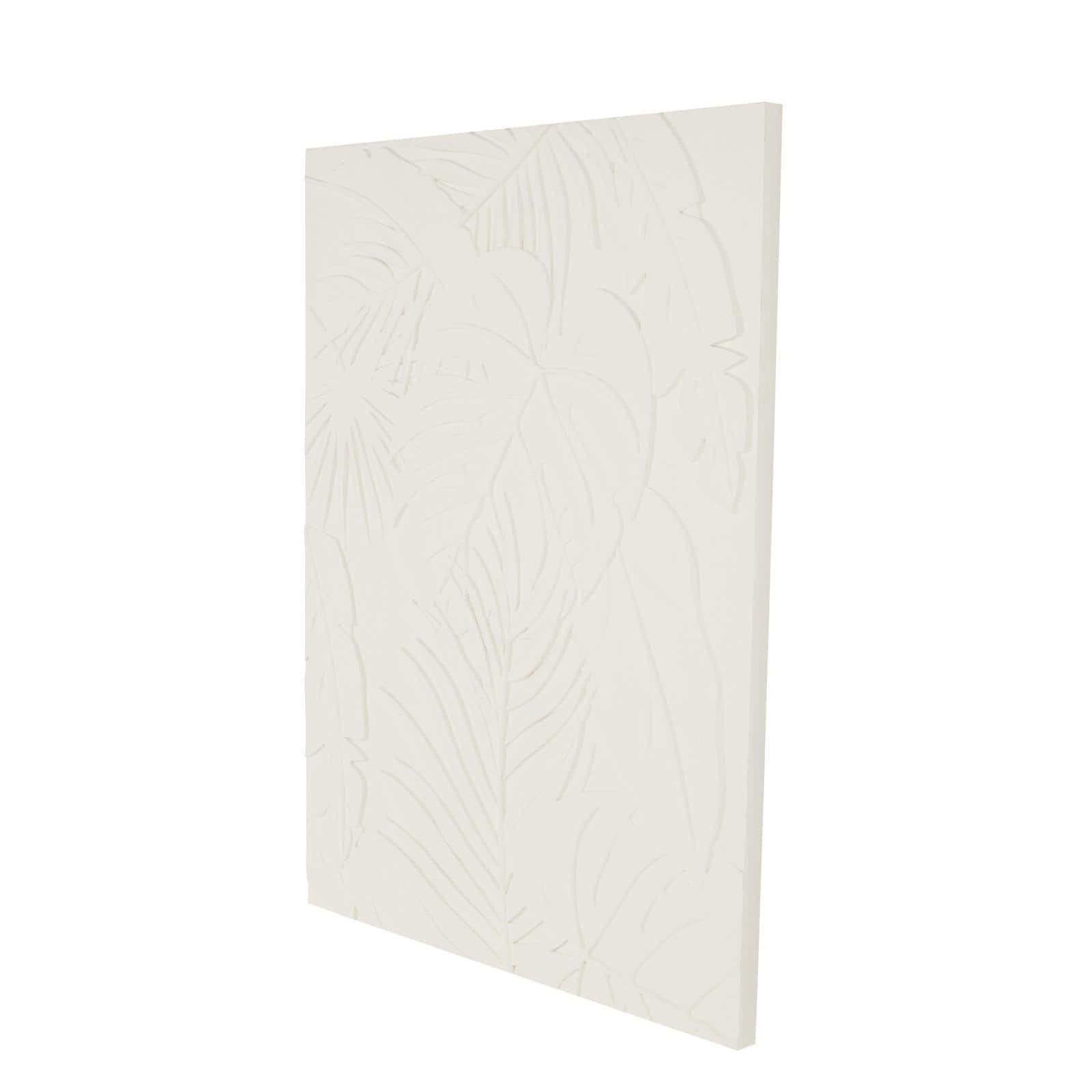 35" x 47" White Wooden Leaf Embossed Wall Décor