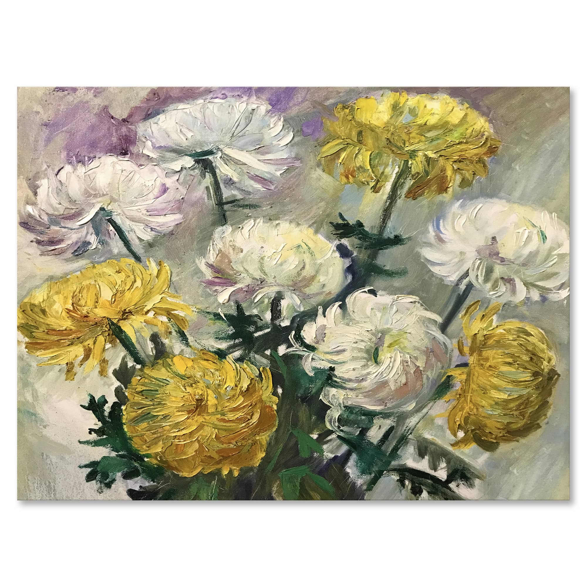 Designart - White and Golden Daisies