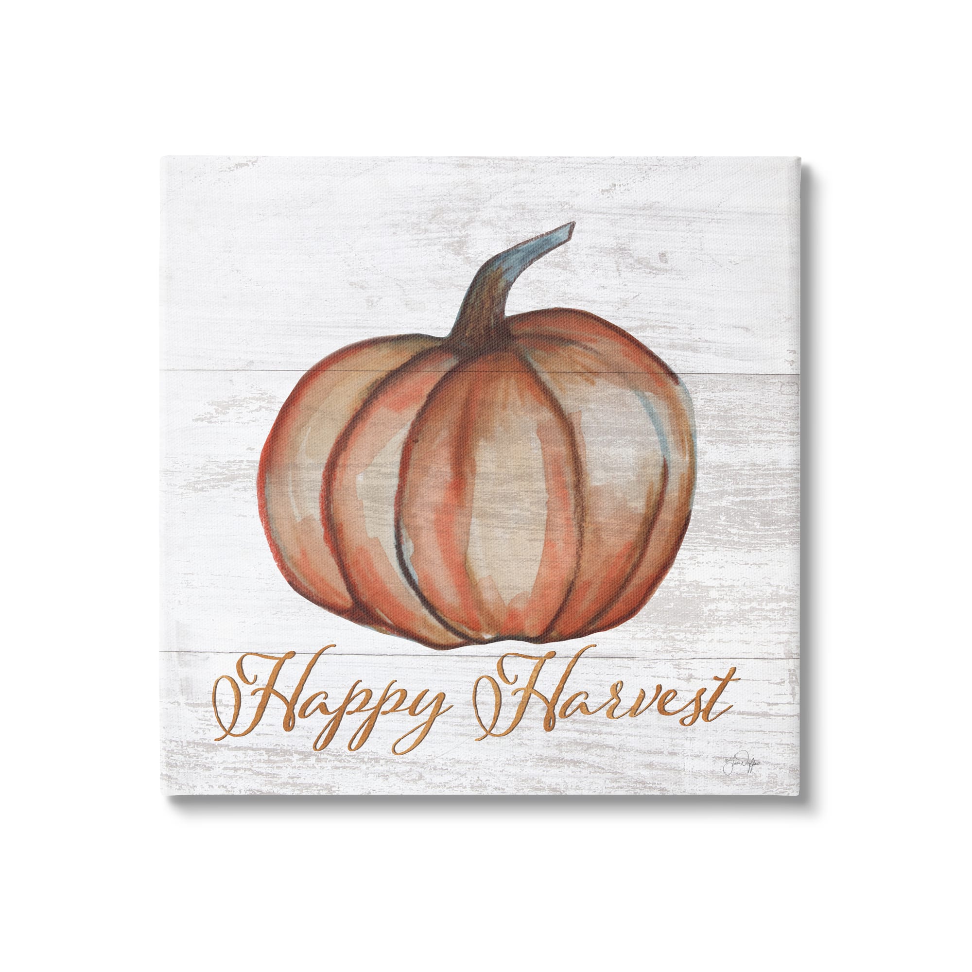 Stupell Industries Happy Harvest Pumpkin Country Rustic Canvas Wall Art