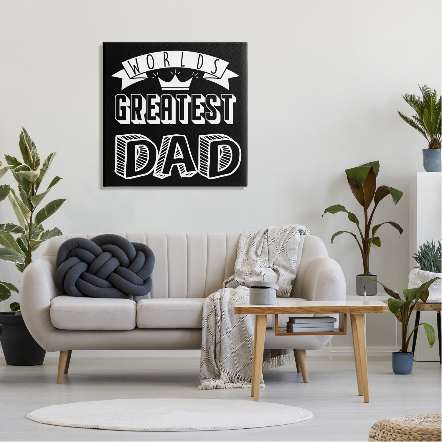 Stupell Industries Worlds Greatest Dad Cool Varied Typography Crown Design Canvas Wall Art