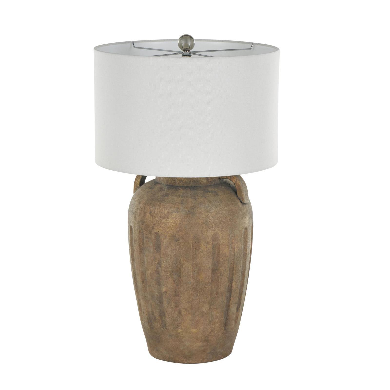28.5" Brown Ceramic Distressed Antique Style Pot Vase Table Lamp