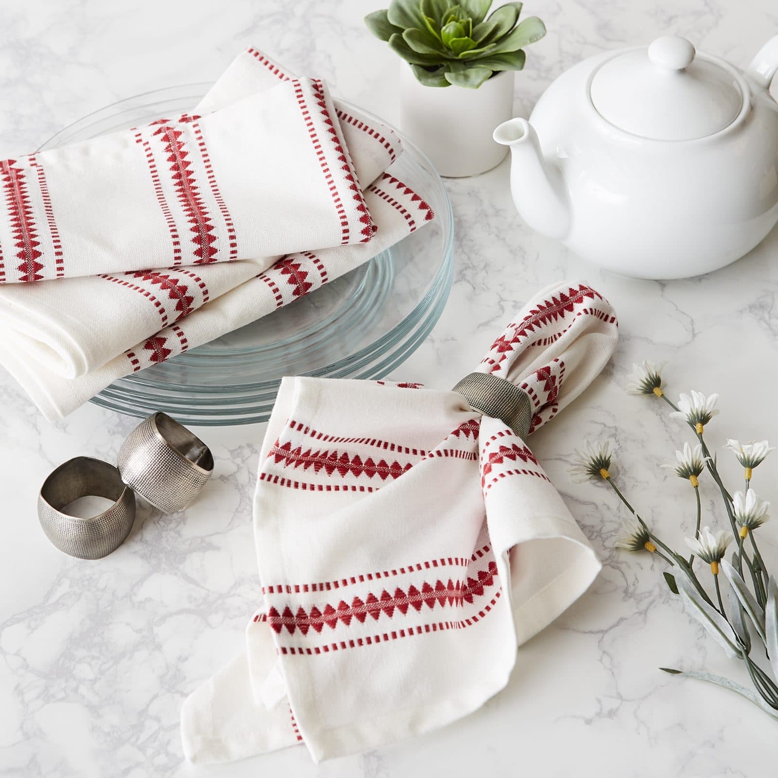 DII® Barn Red Zig Dobby Stripe Cloth Dinner Napkins, 6ct.