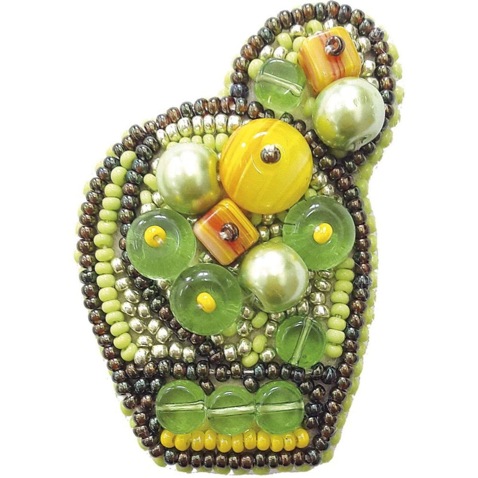 Crystal ArtBeadwork Kit For Creating Brooch Bright Cactus
