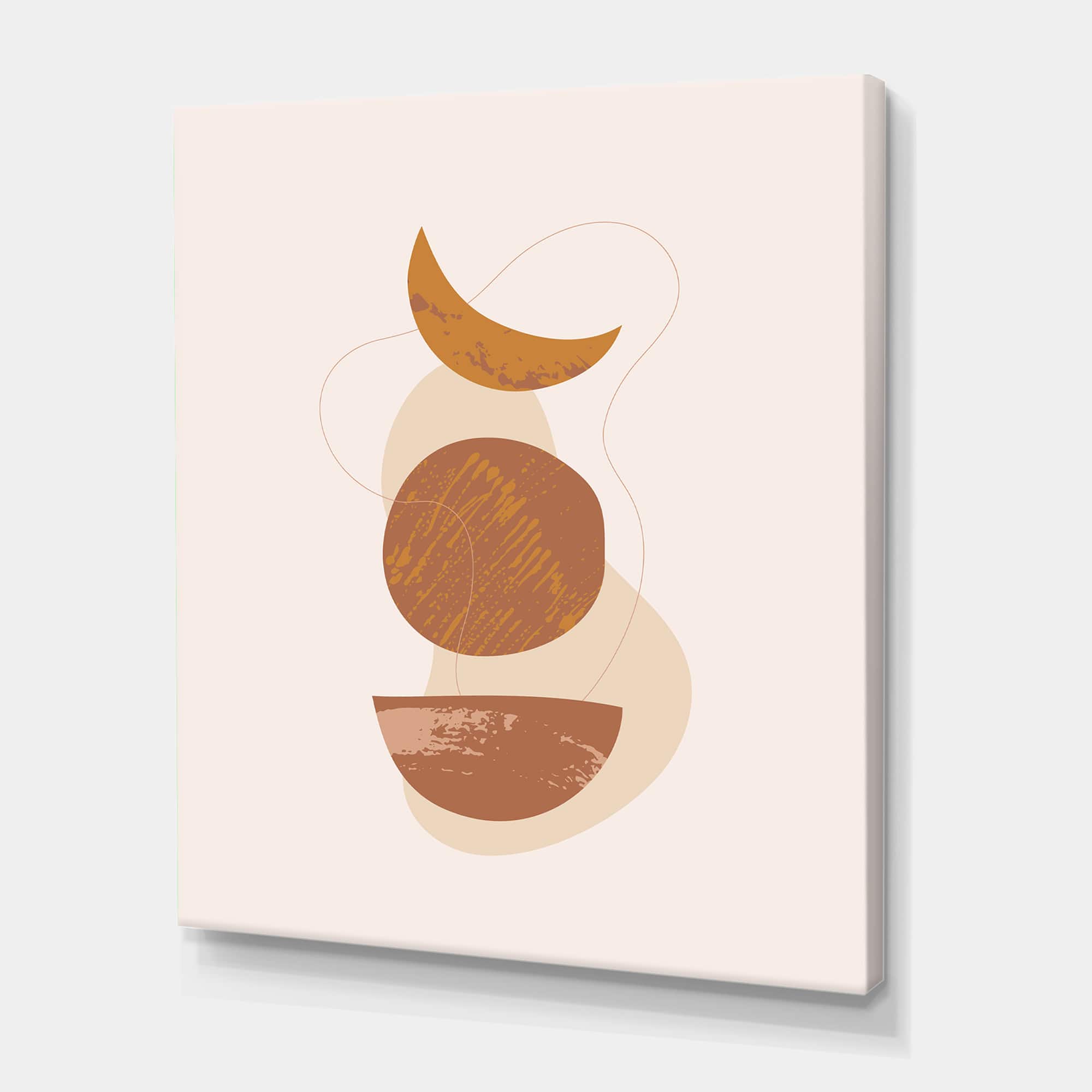 Designart - Moon and Sun Shapes In Retro Terracotta Tones I - Modern Canvas Wall Art Print