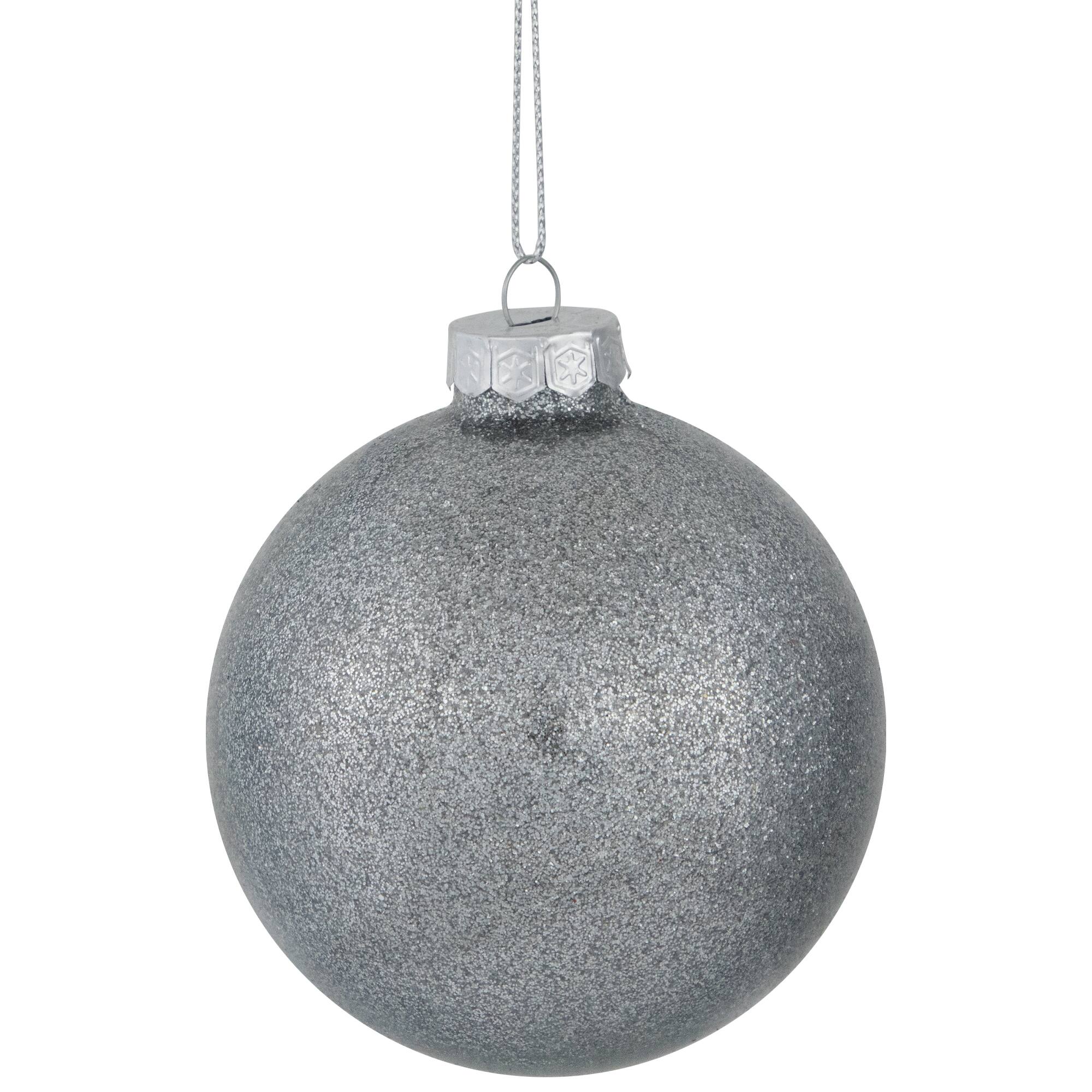 Northlight 3" Silver & Champagne Gold 2-Finish Glass Ball Christmas Ornaments Set