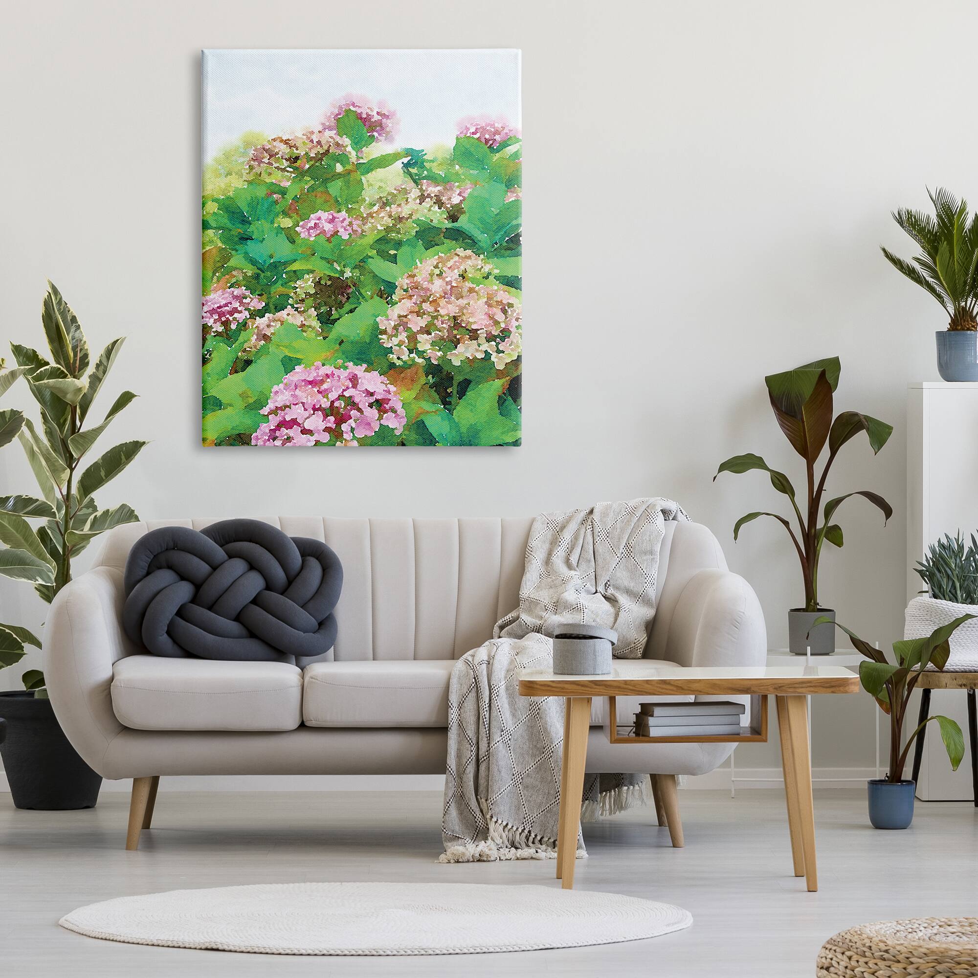 Stupell Industries Pink Geranium Bushes In Field Clear Sky Canvas Wall Art