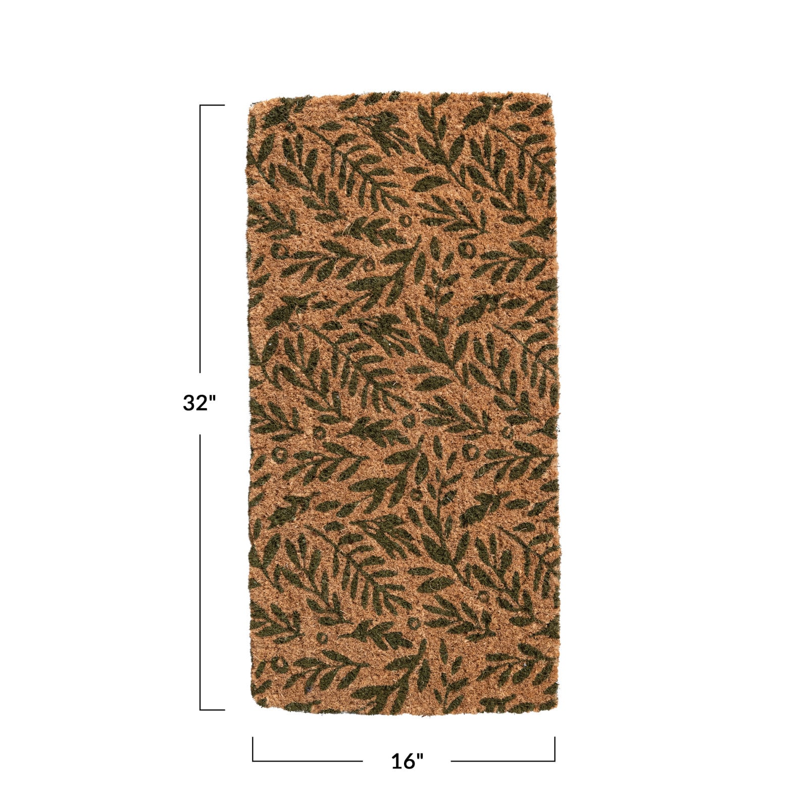Hello Honey® 32" x 16" Green & Natural Coir Doormat with Botanical Pattern