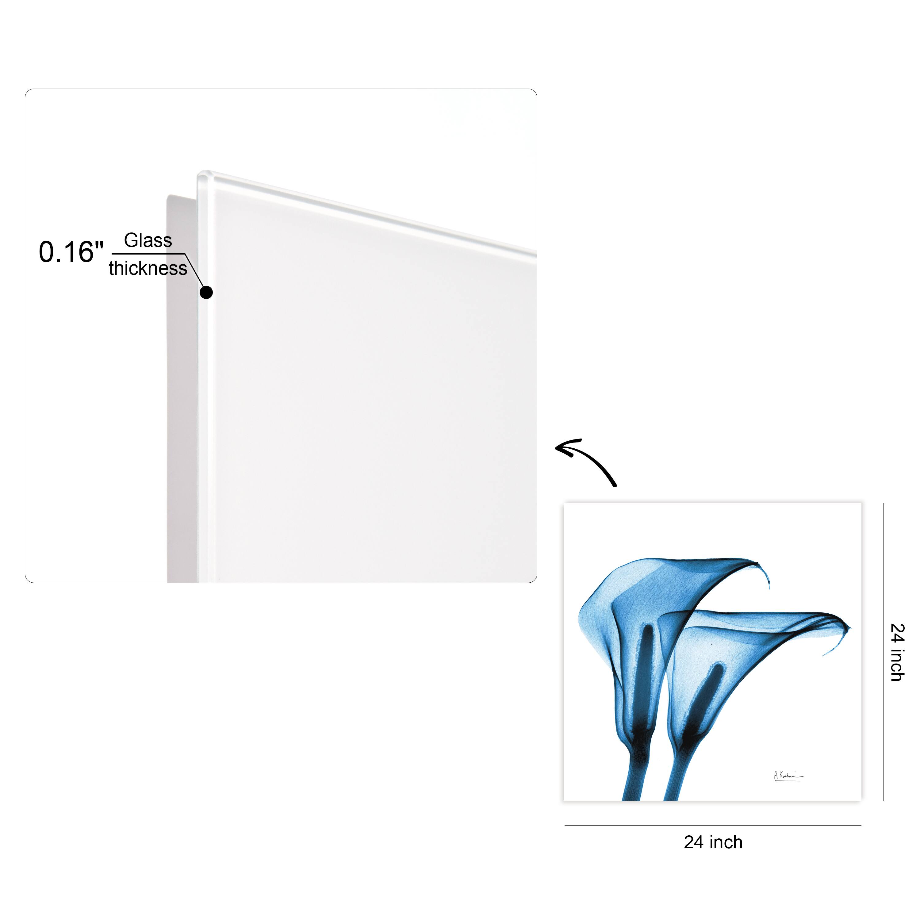 Empire Art Direct 24" x 24" Indigo Calla Lilies Free Floating Tempered Glass Wall Art