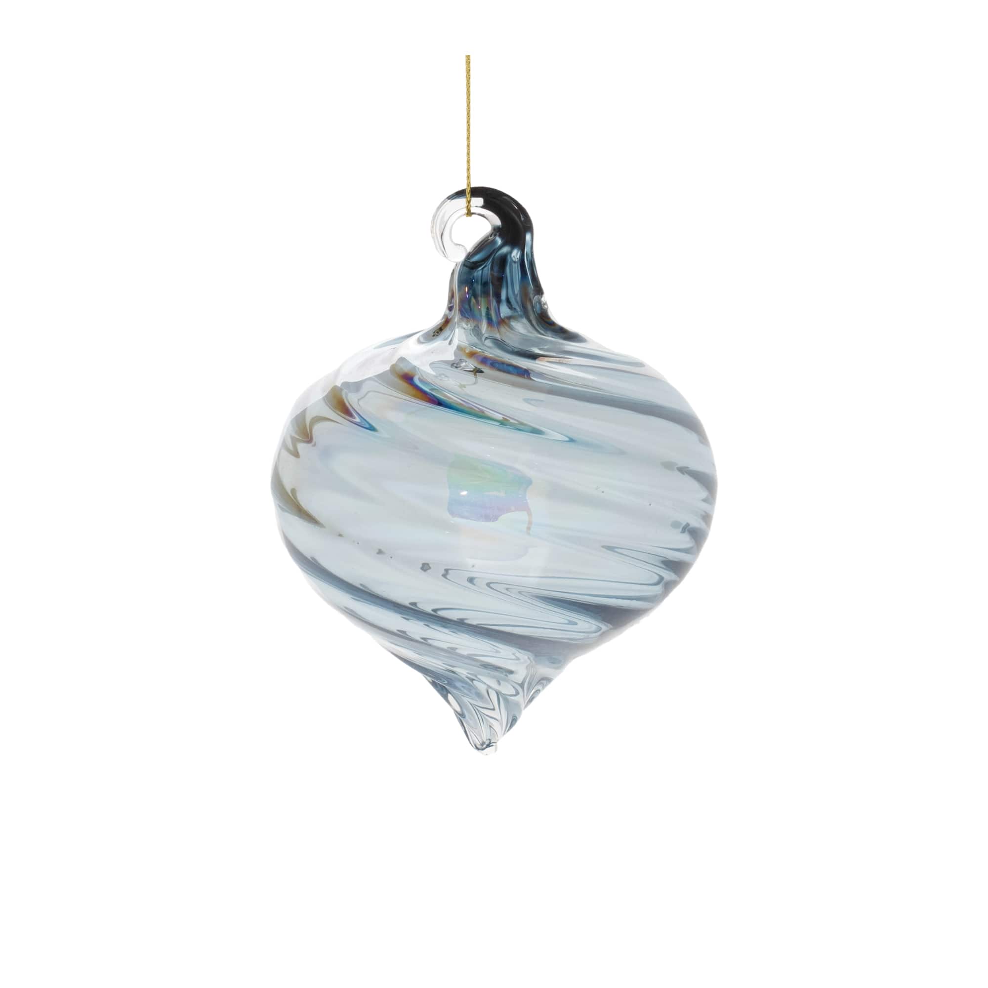Melrose Iridescent Swirl Glass Ornament Set