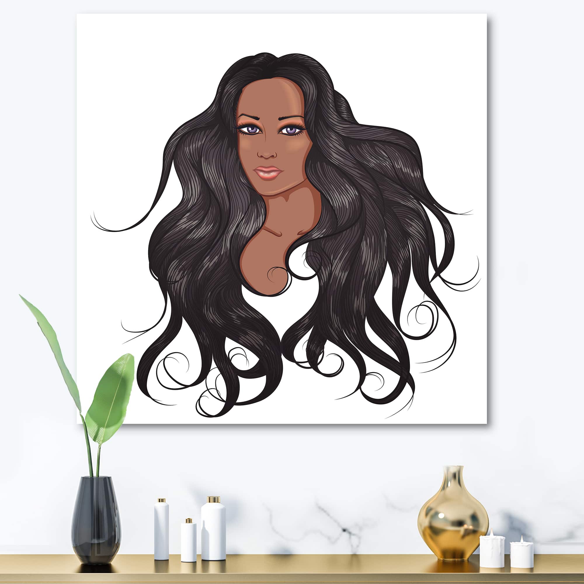 Designart - Portrait Of African American Woman XV - Modern Canvas Wall Art Print