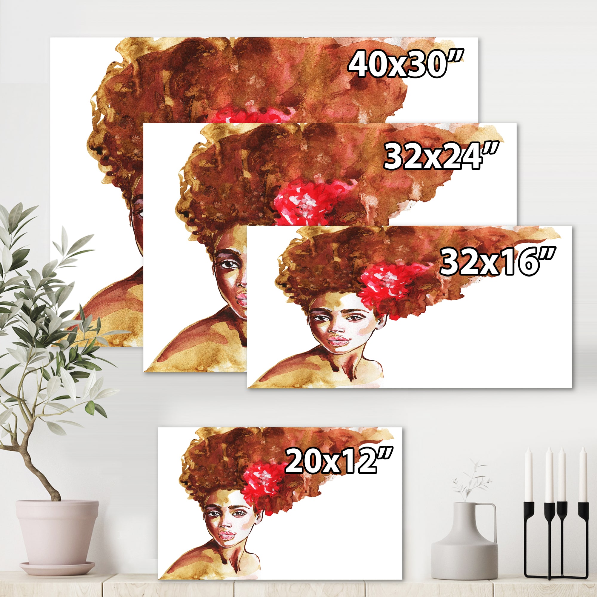 Designart - Portrait of Young African American Woman II - Modern Canvas Wall Art Print