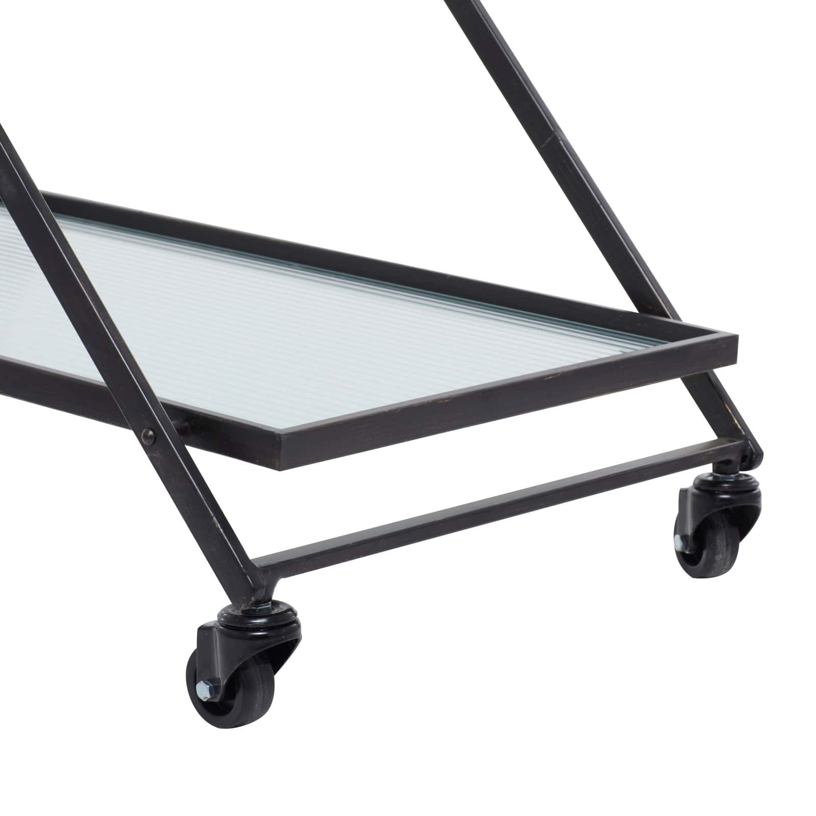 Black Iron Industrial Bar Cart, 32" x 25" x 18"