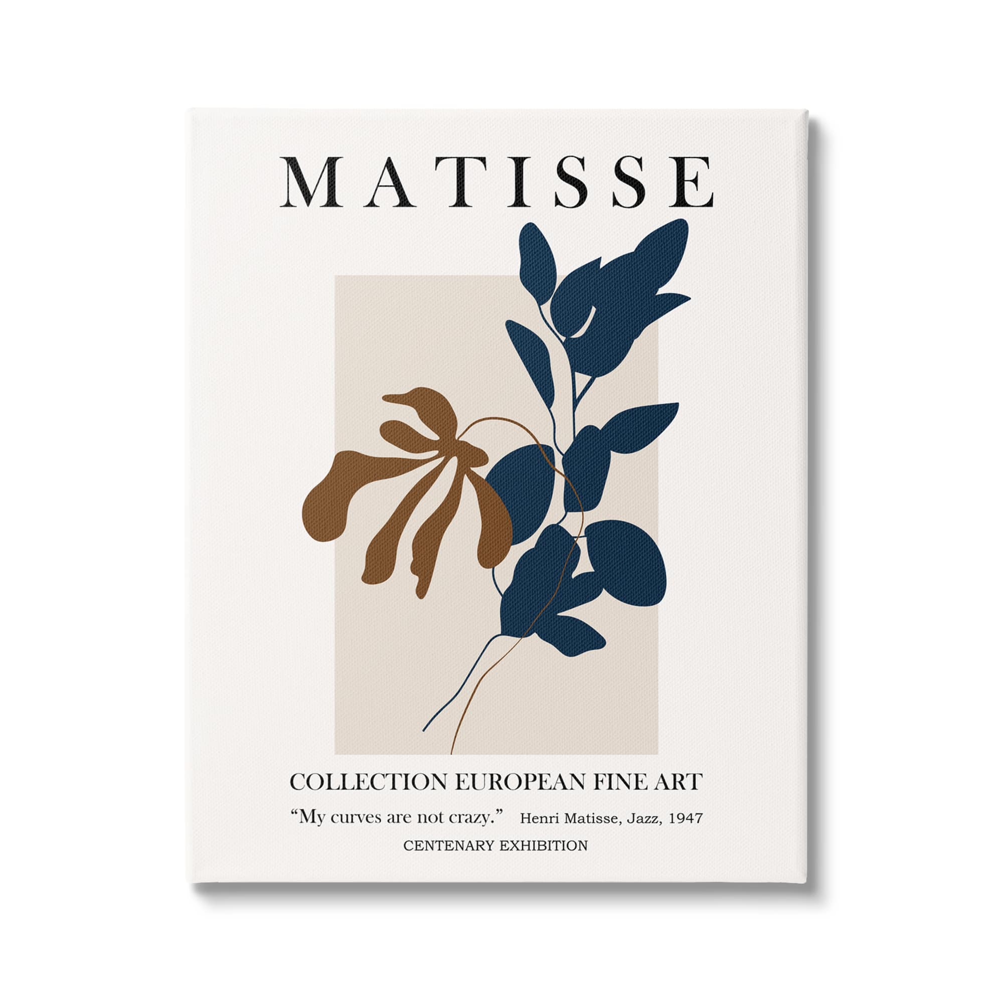 Stupell Industries Bold Modern Botanicals Leaf Silhouettes Matisse Text Canvas Wall Art