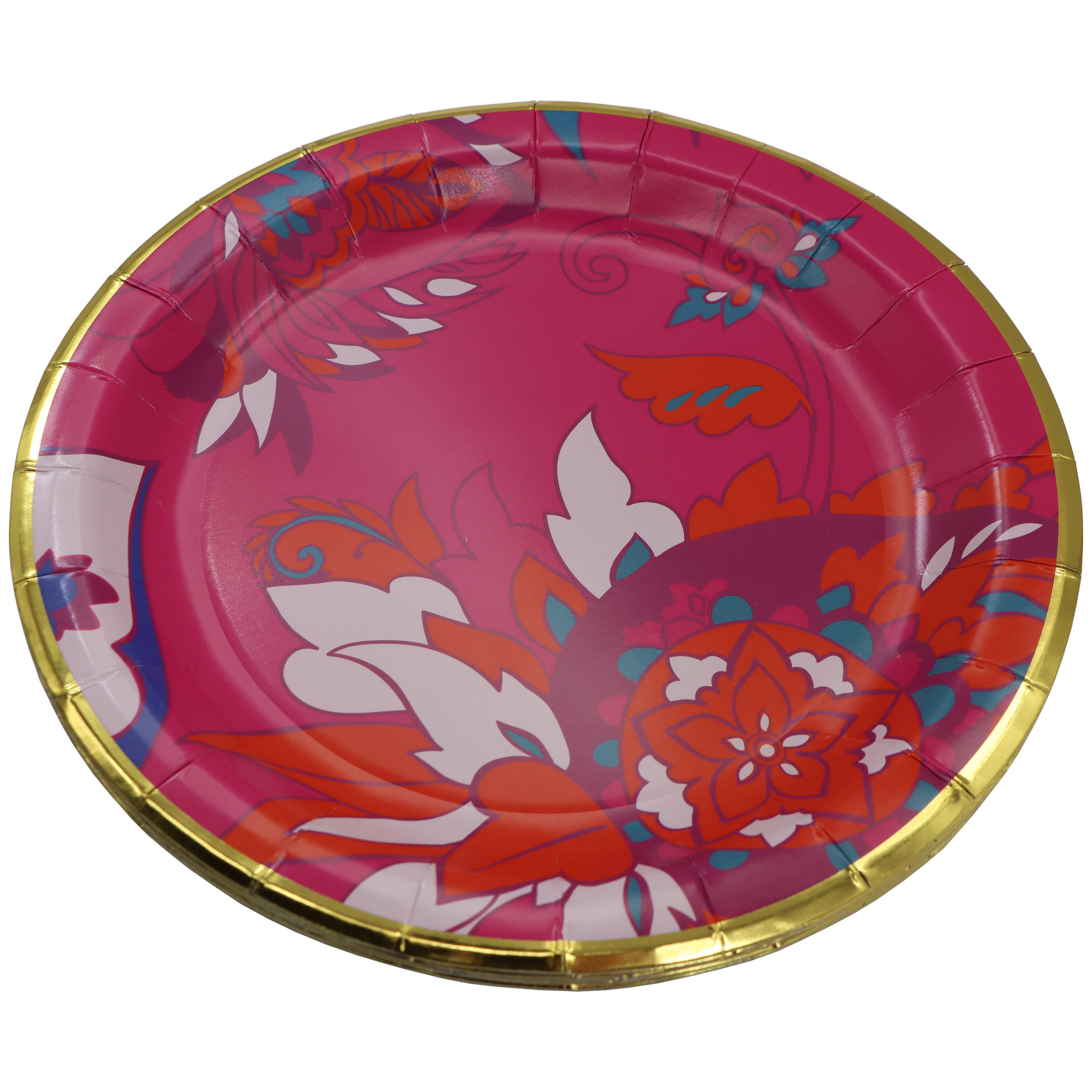Pink Jungle 9" Tropical Paisley Paper Dinner Plates, 10ct. by Celebrate It™