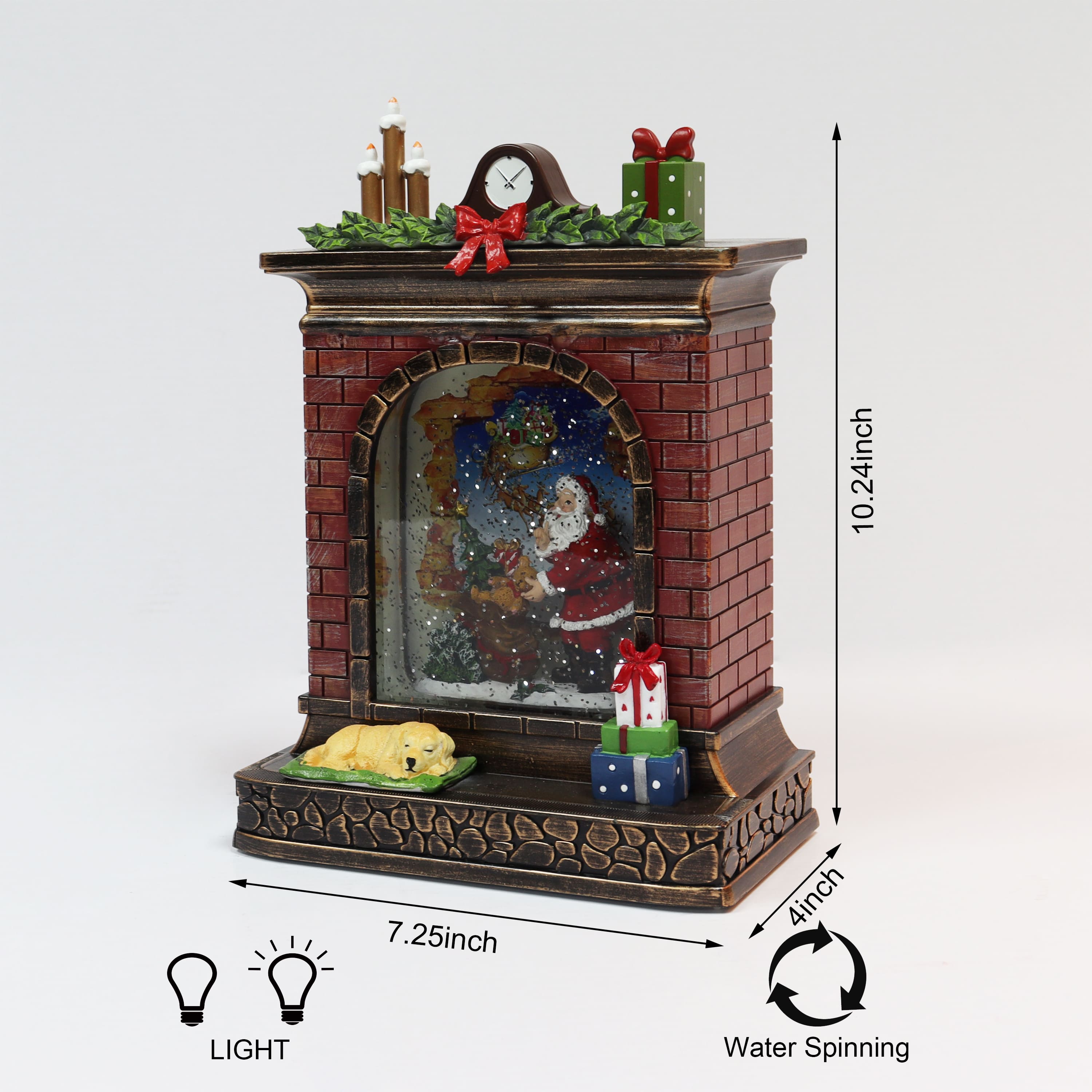 Moments in Time 10.2" Acrylic Fireplace with Santa Scene Décor