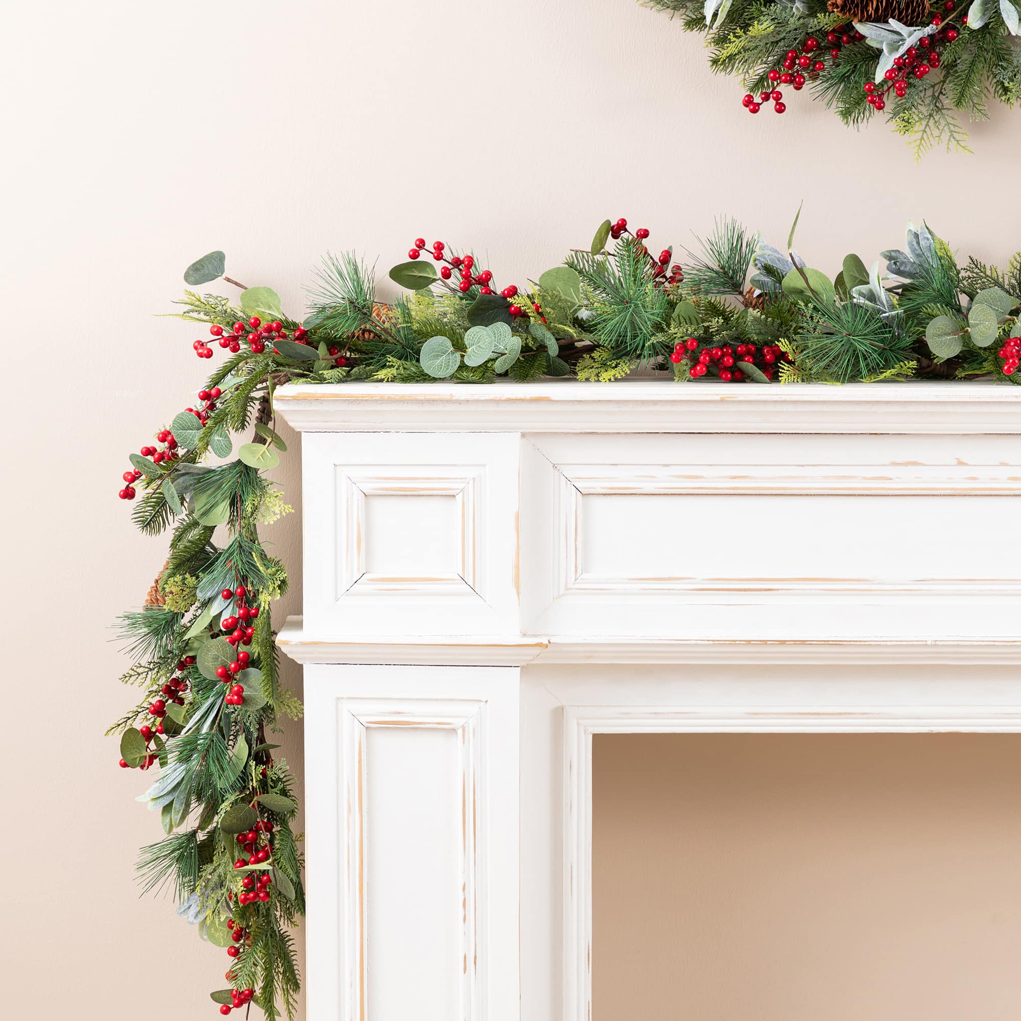 Glitzhome® 6ft. Christmas Berry & Pinecone Eucalyptus Garland, Set of 2