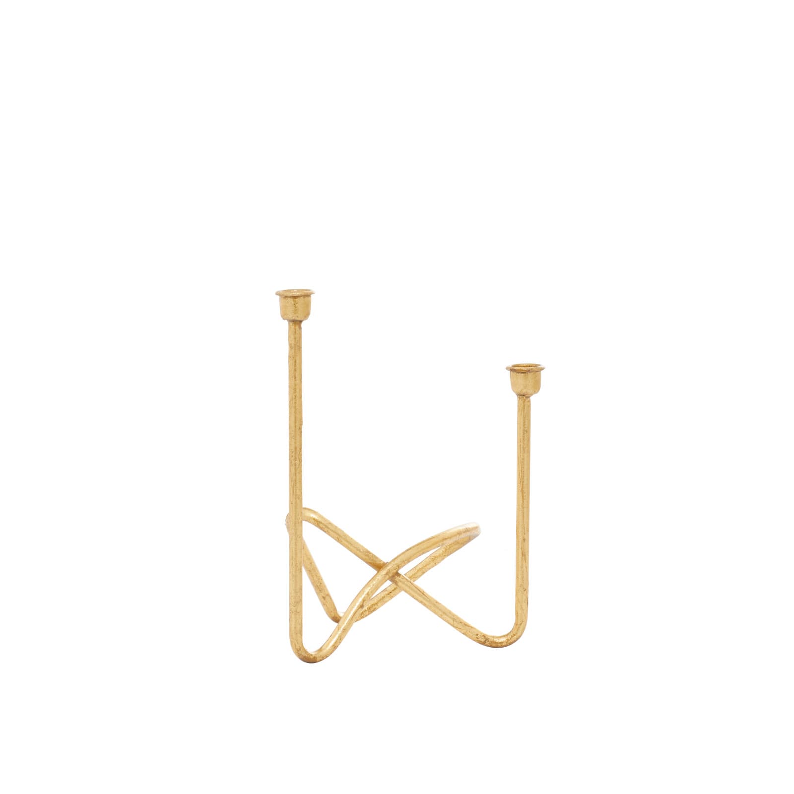 CosmoLiving by Cosmopolitan Gold Iron Contemporary Candlestick Holders, 11" x 10" x 6"