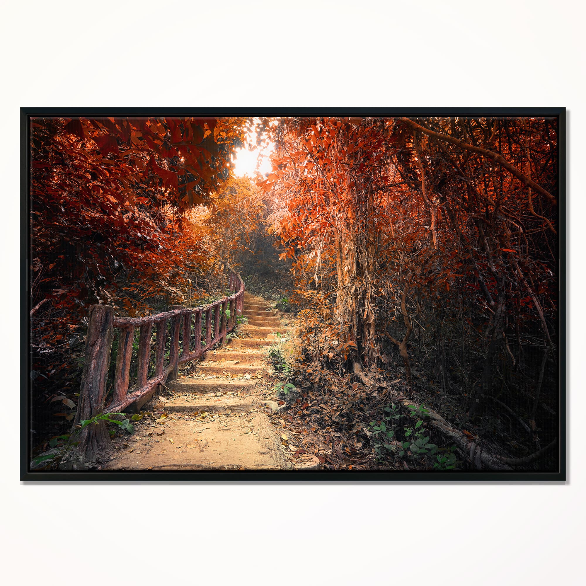 Designart - Stairway Through Red Fall Forest
