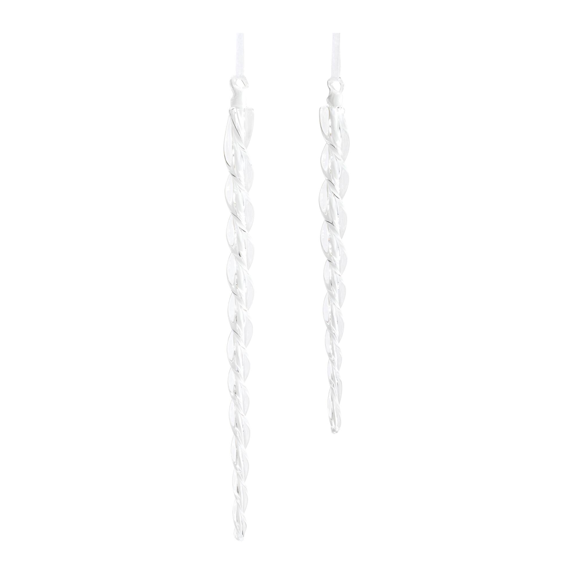 Melrose Clear Glass Icicle Ornaments Set