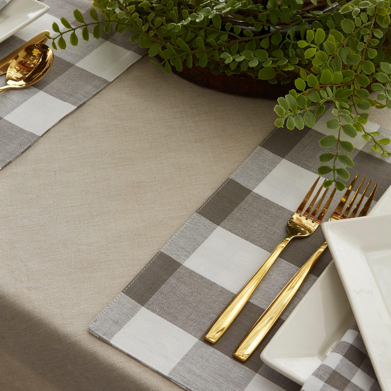 DII® Gray & White Reversible Gingham & Buffalo Check Placemat Set, 4ct.