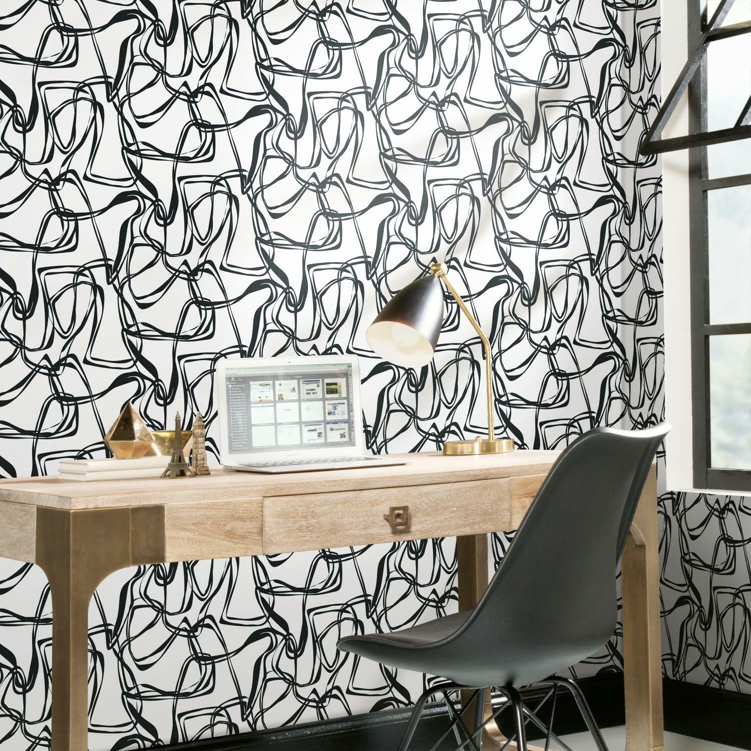 RoomMates Black Ribbon Trail Peel & Stick Wallpaper