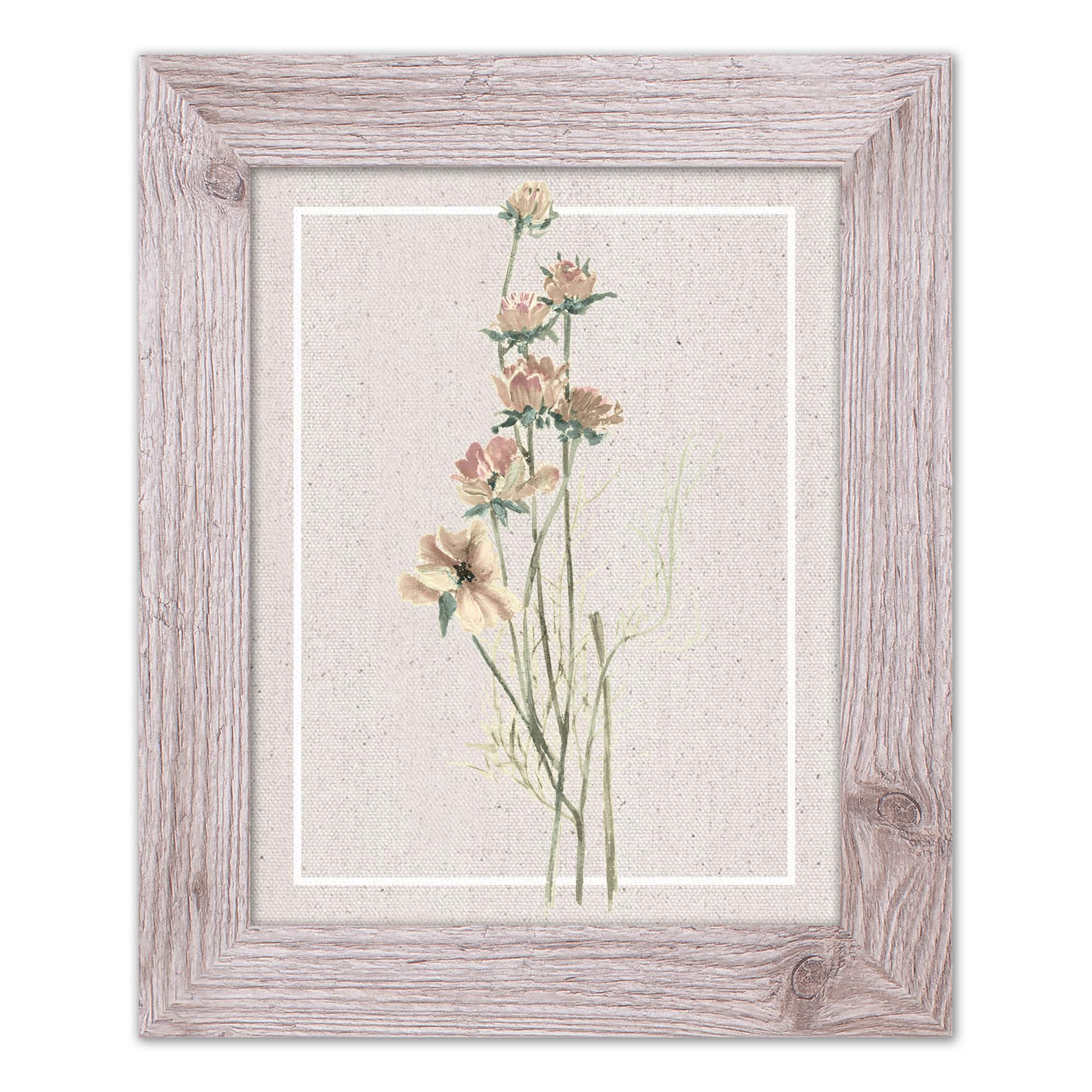 Framed Western Faded Linen Floral Print