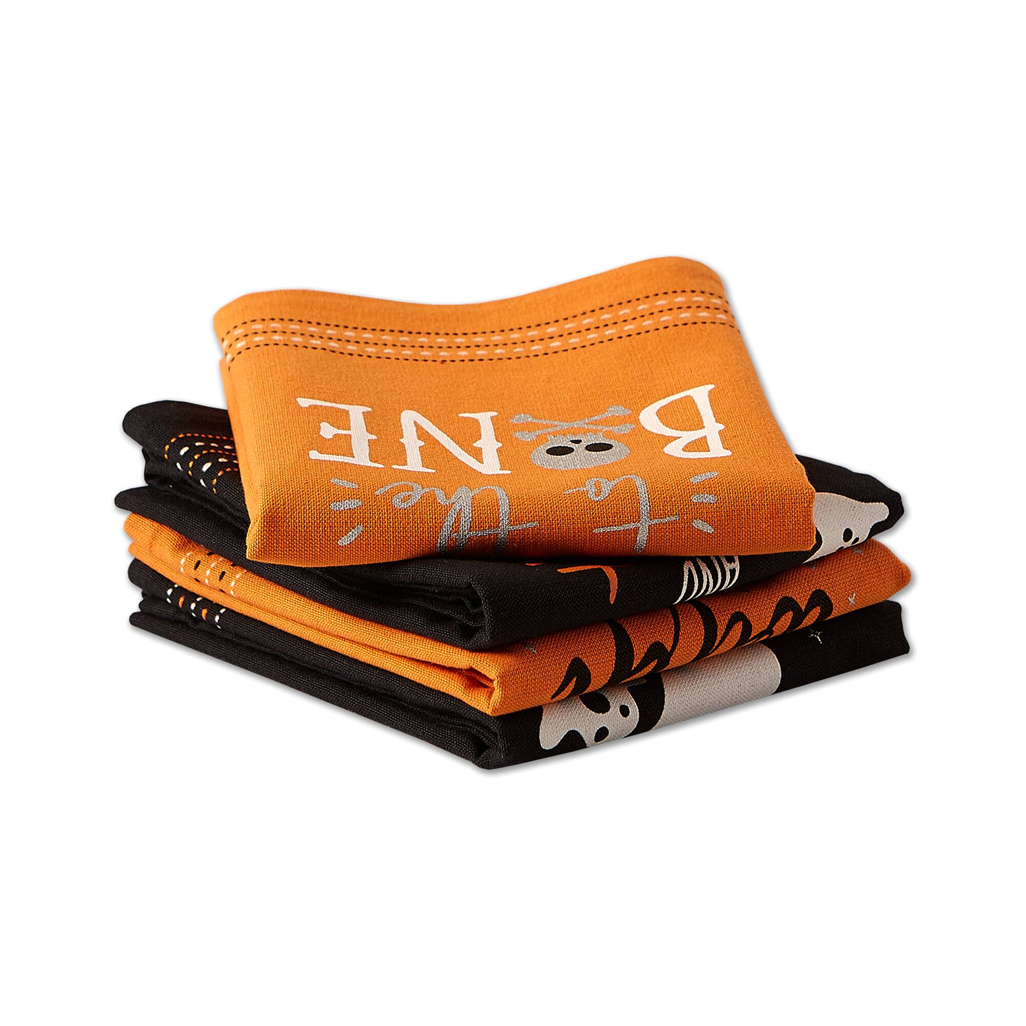 DII® Spooky Sayings Printed Halloween Happy Haunting Wicked Treats Dishtowels Set
