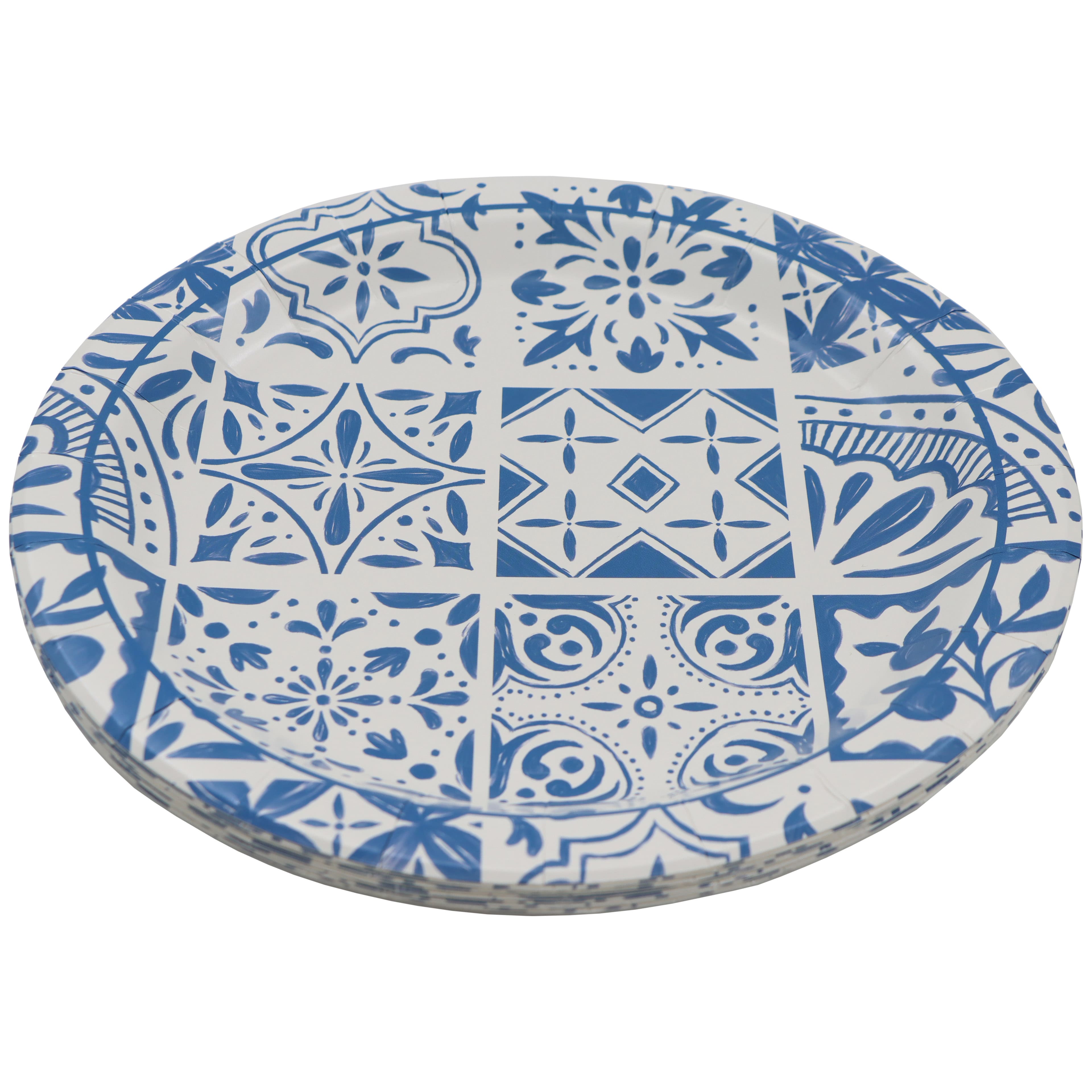 Citrus Kitchen 9" Blue Tile Paper Dinner Plates, 10ct. by Celebrate It™