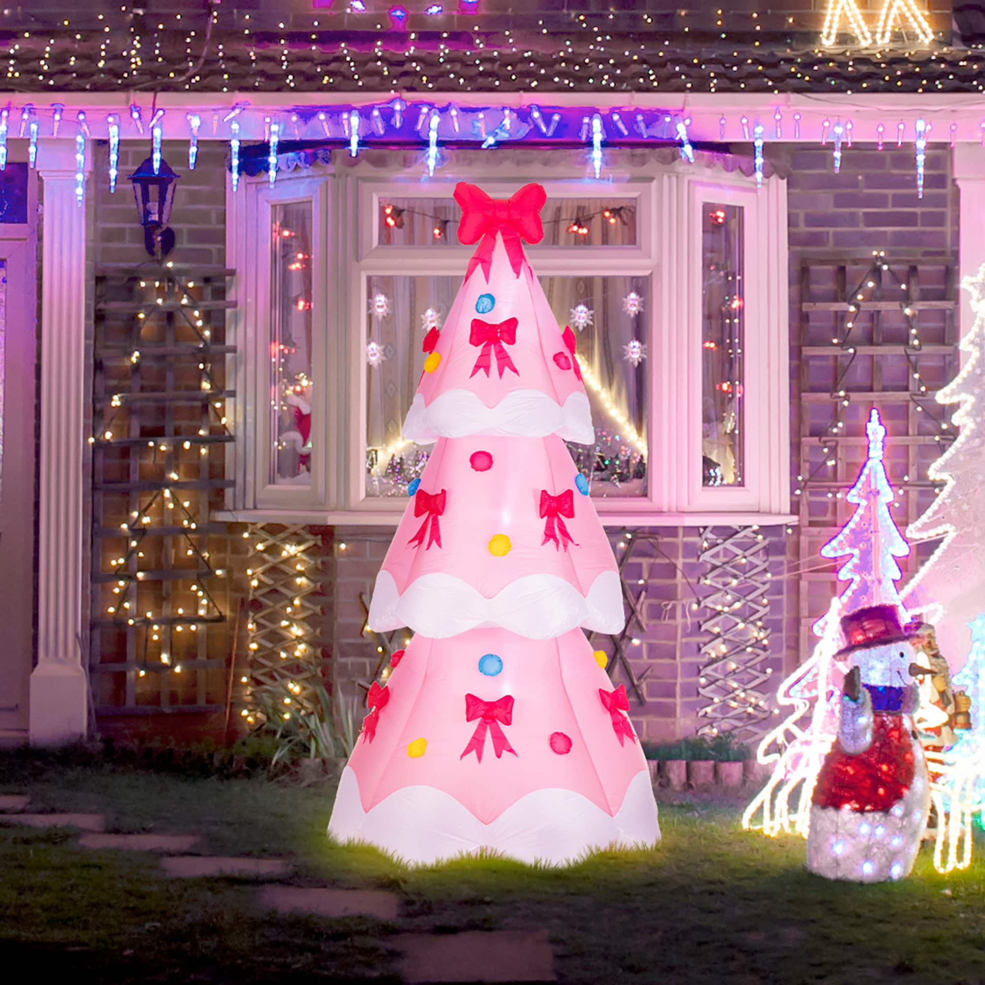 Glitzhome® 7FT Lighted Inflatable Bows Christmas Tree Decor