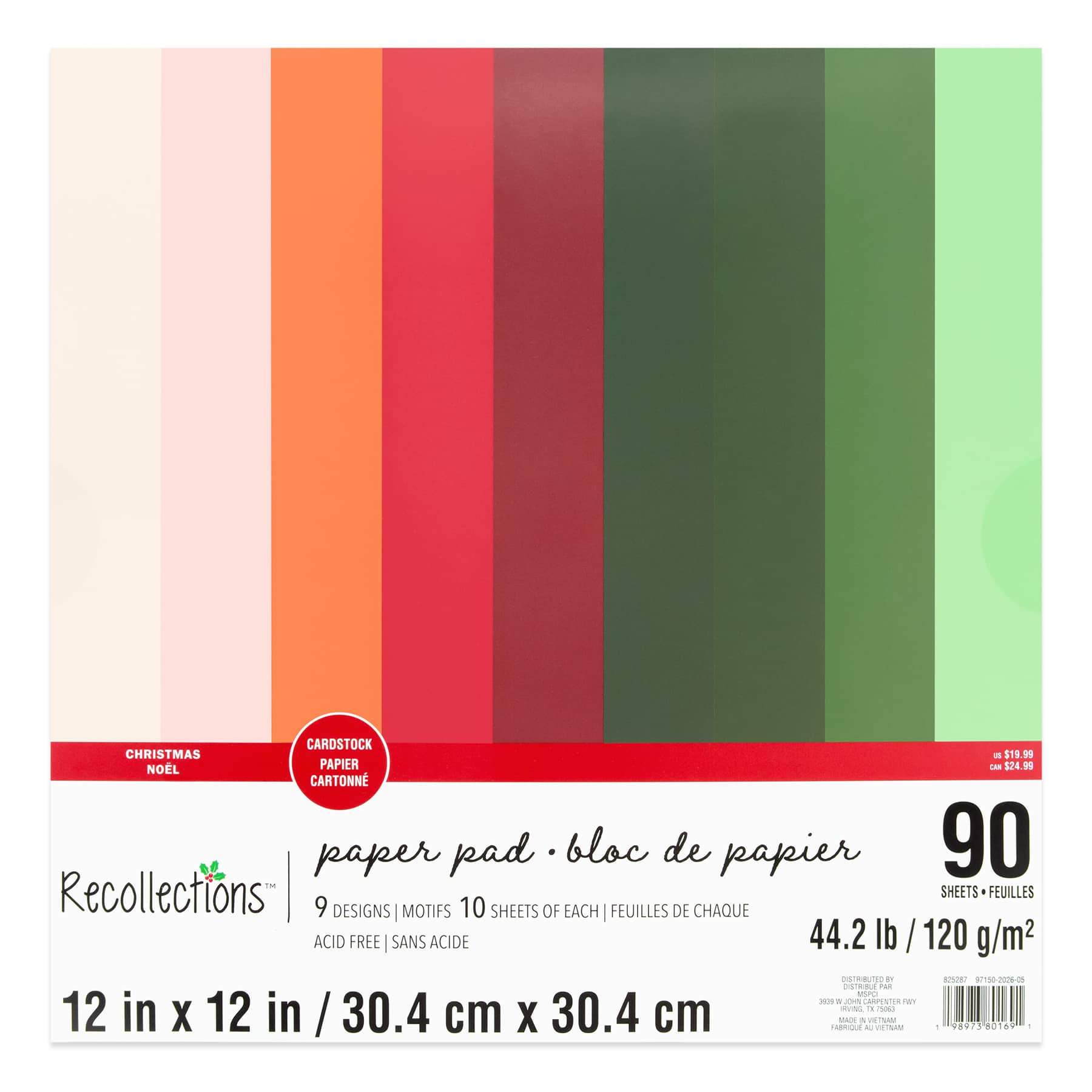 12" x 12" Solids Cardstock Paper Pad by Recollections™, 90 Sheets