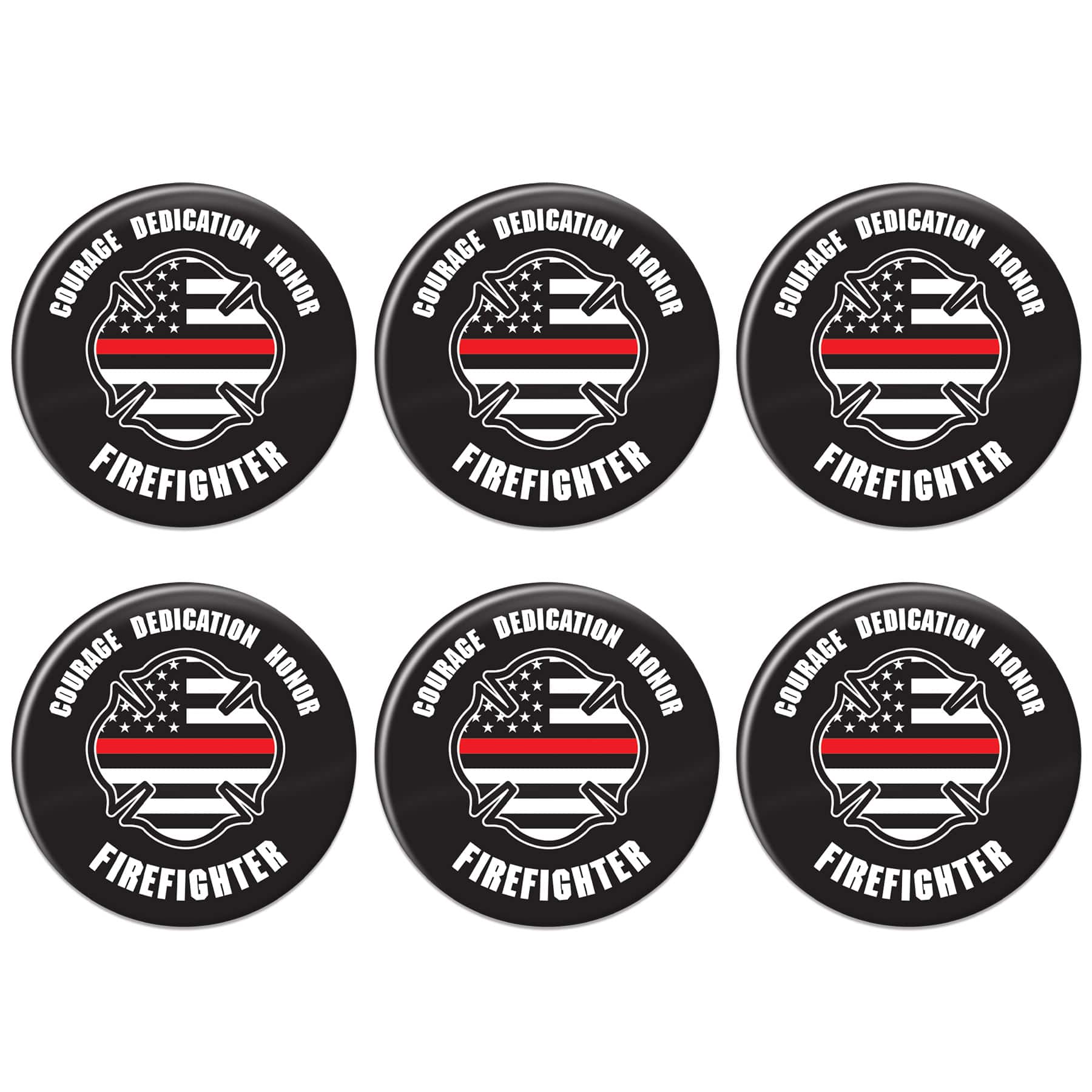 Beistle 2" Red Stripe Courage Dedication Honor Firefighter Buttons, 6ct.