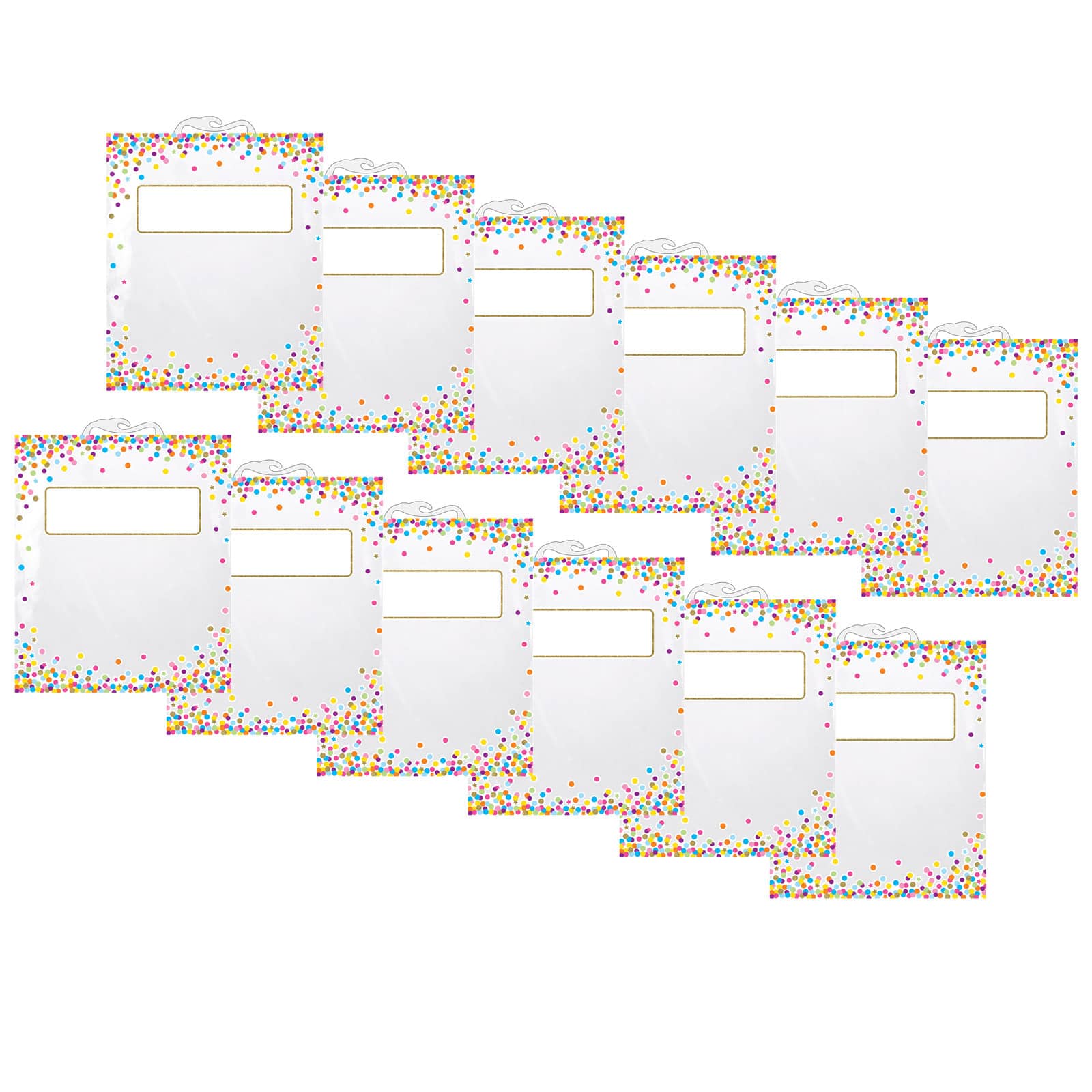 Ashley Productions® 11" x 16" Hanging Confetti Pattern Storage/Book Bags, 12ct.