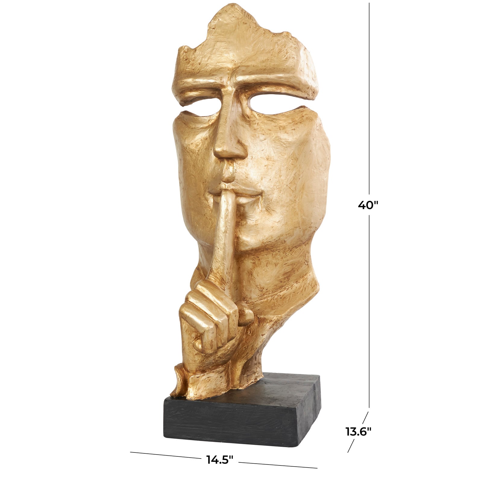 3ft. Gold Abstract Cutout Quiet Gesture Face Sculpture