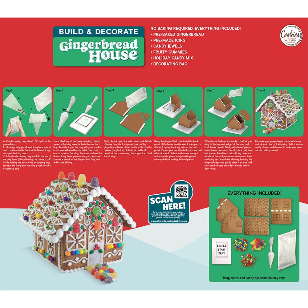 Cookies United Build &#x26; Decorate Gingerbread House Kit