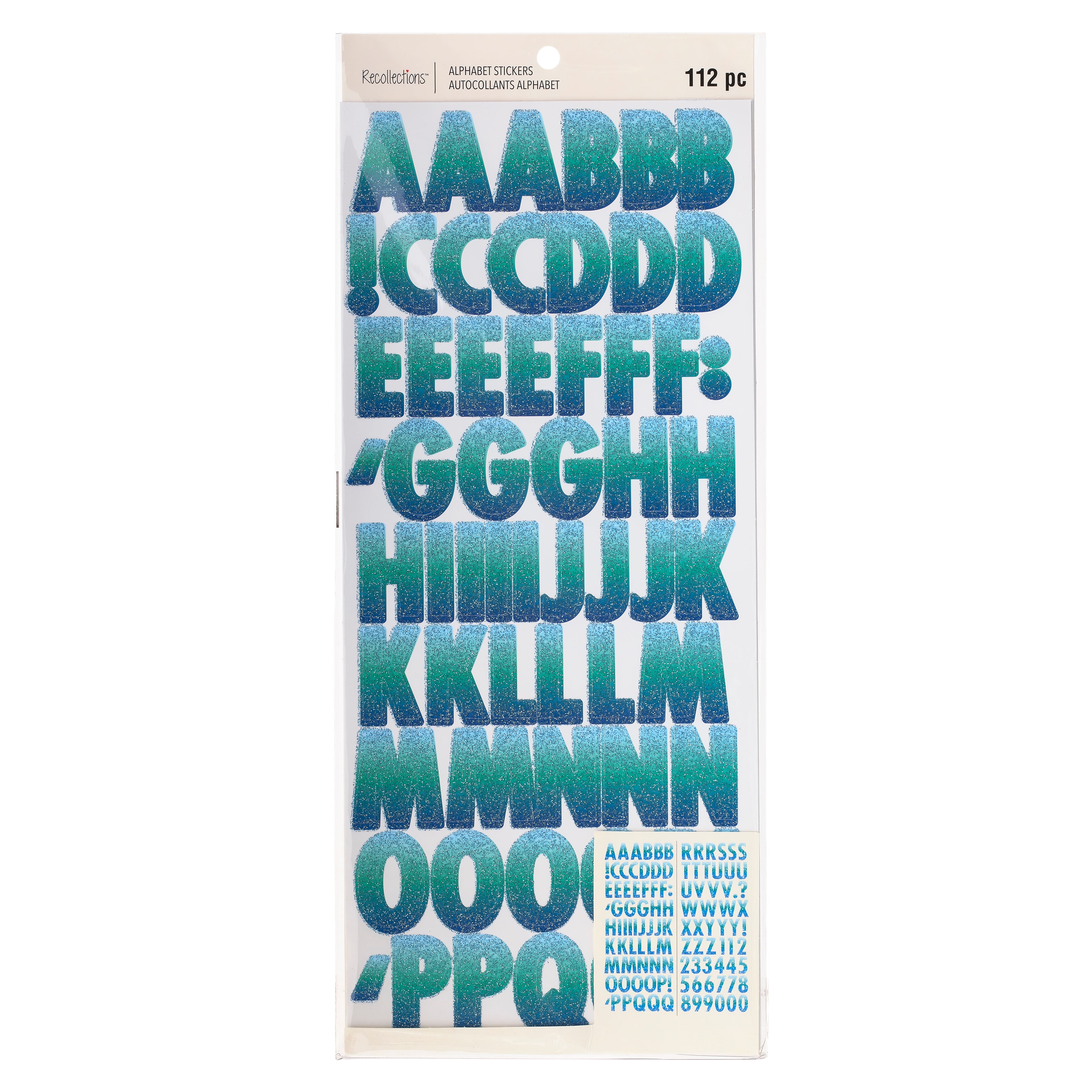 12 Pack: Blue Glitter Ombre Alphabet Stickers by Recollections™