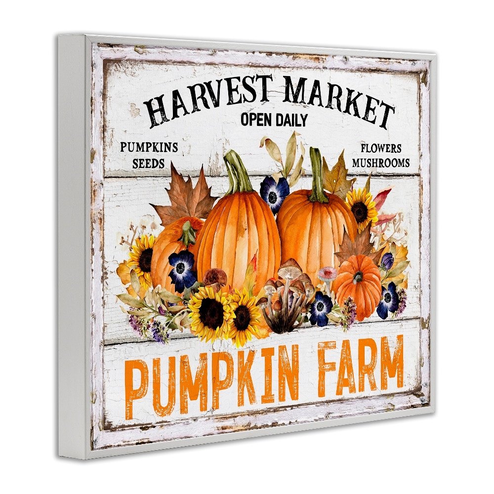 Stupell Industries Pumpkin Farm with Sunflowers Framed Giclee Art