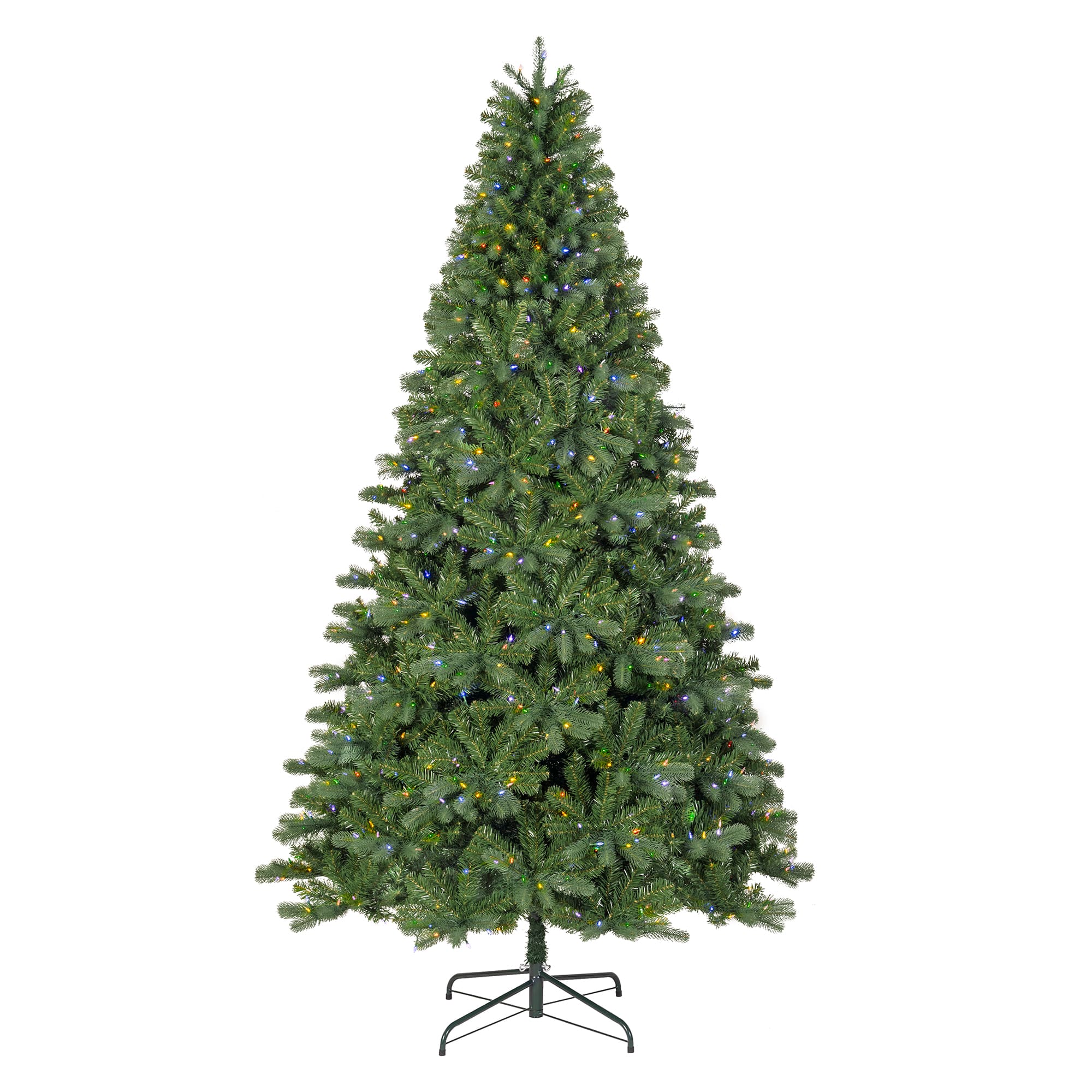 Glitzhome® 9ft. Pre-Lit Green Full Fir Artificial Christmas Tree, Warm White & Multicolor LED Lights