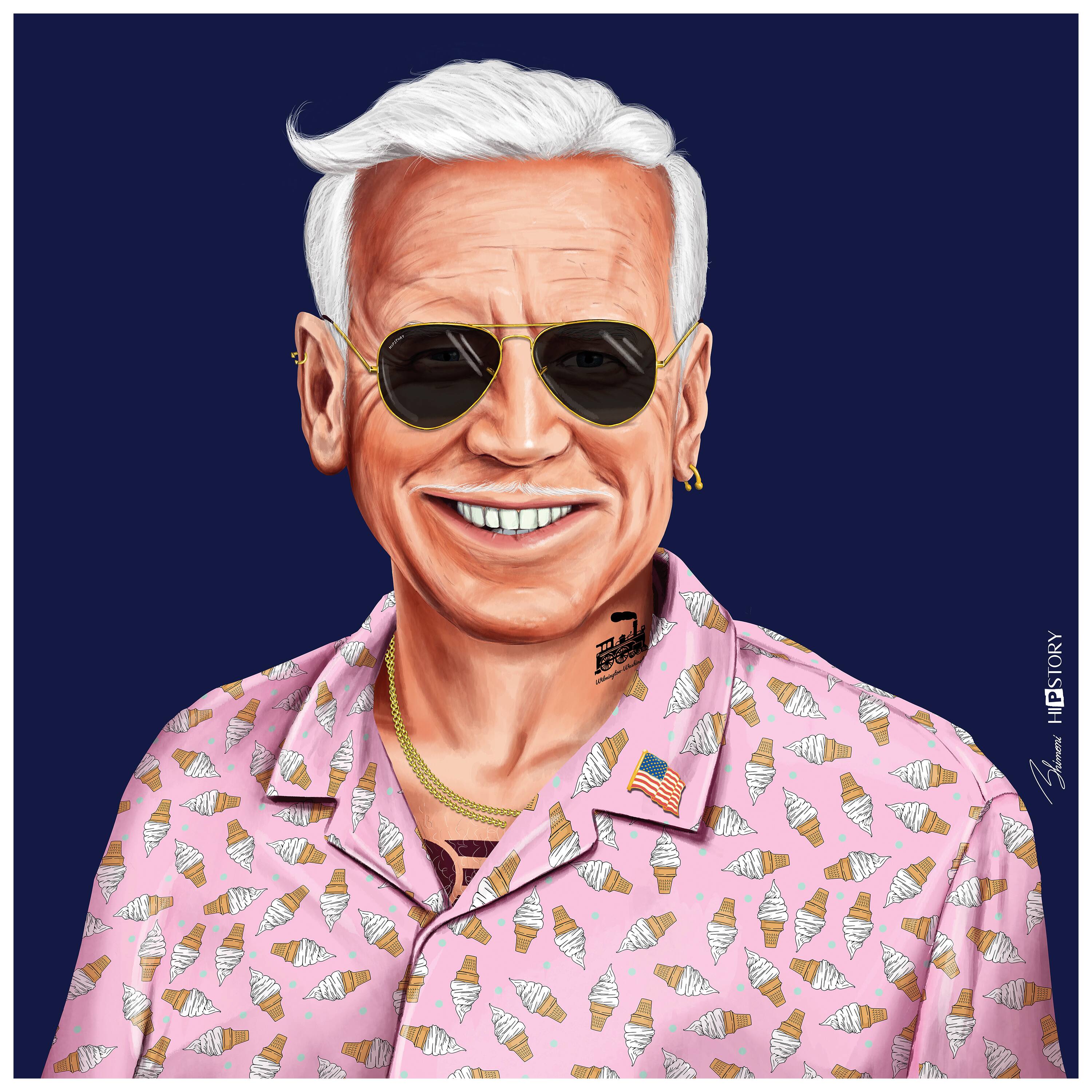 Empire Art Direct Hipstory™ 24" x 24" Hip Joe Biden Frameless Free Floating Printed Tempered Glass Wall Art